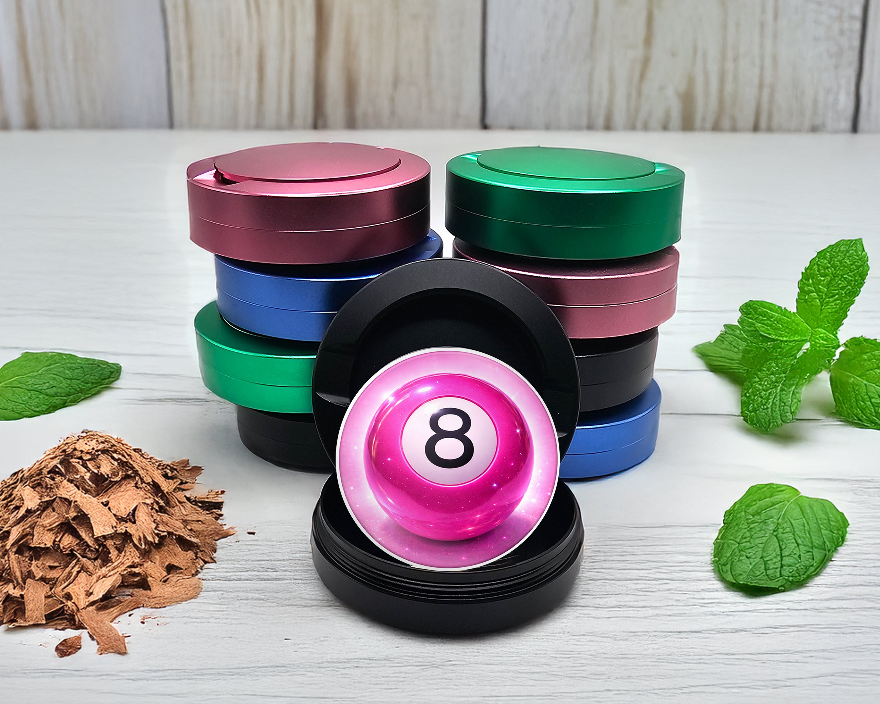 Snus Storage Case Sparkly Pink 8 Ball Cosmic Pool Aesthetic Black