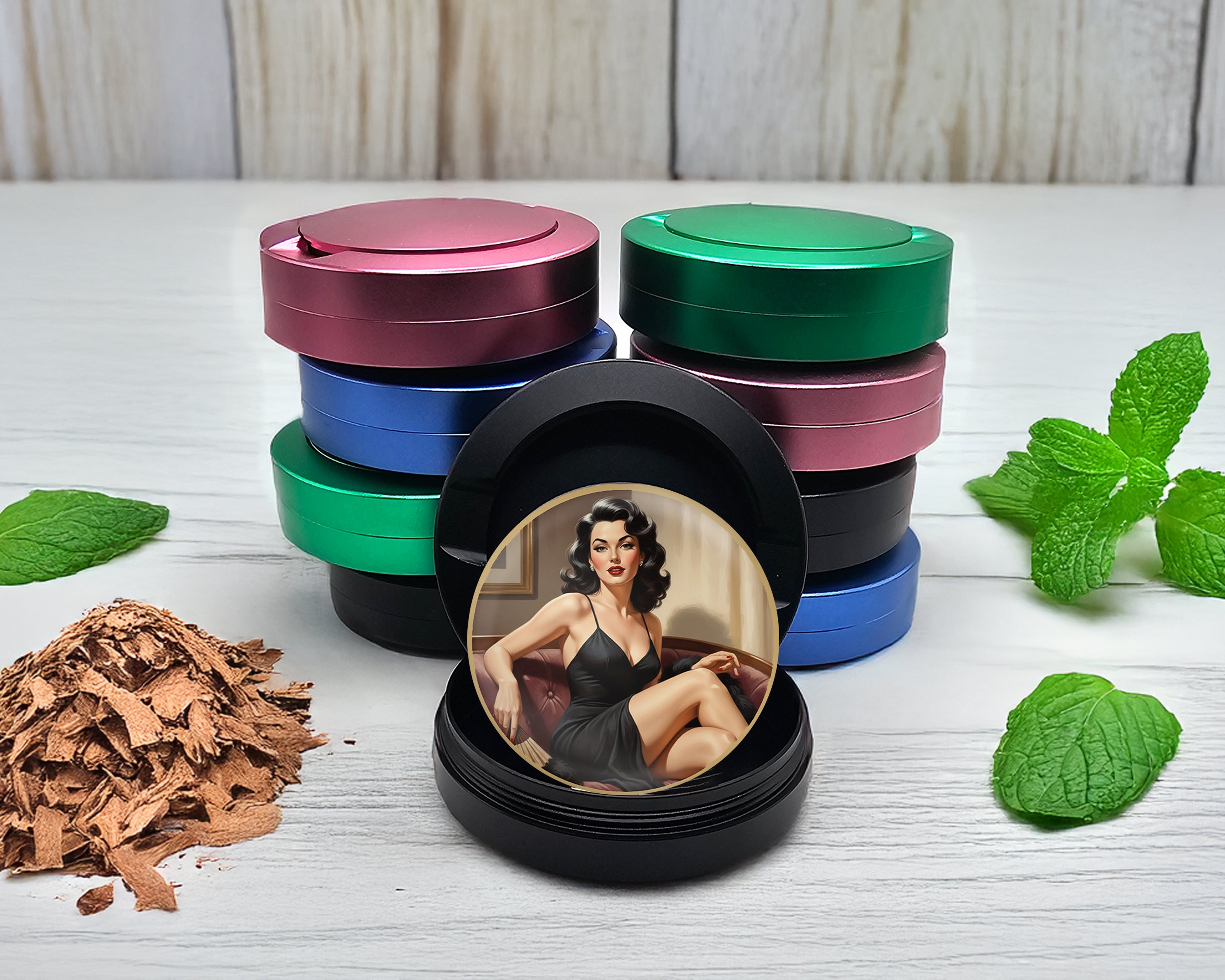 Snus Storage Case Sultry Vintage Glamour Muse Black