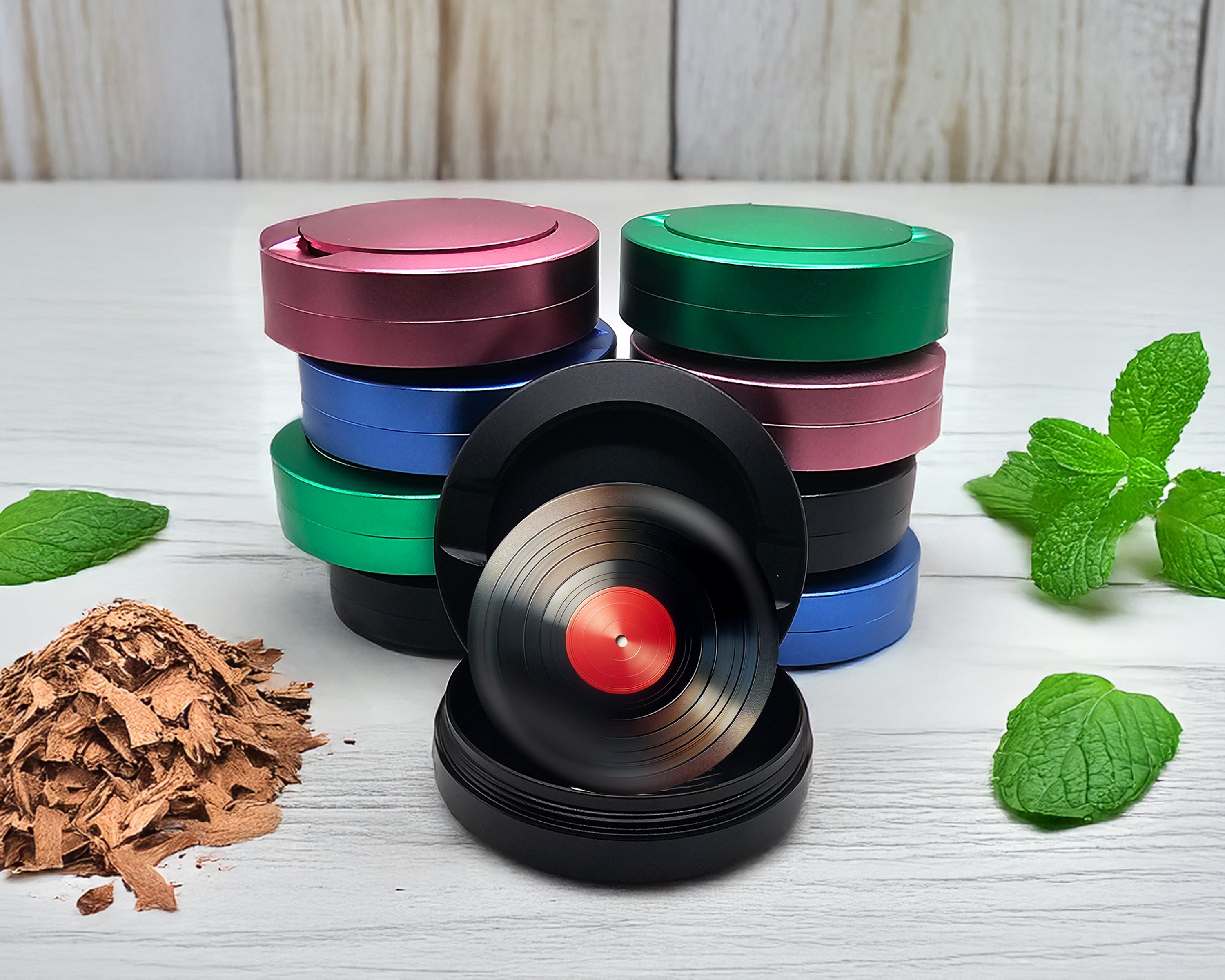 Snus Storage Case Red Vinyl Record  Black