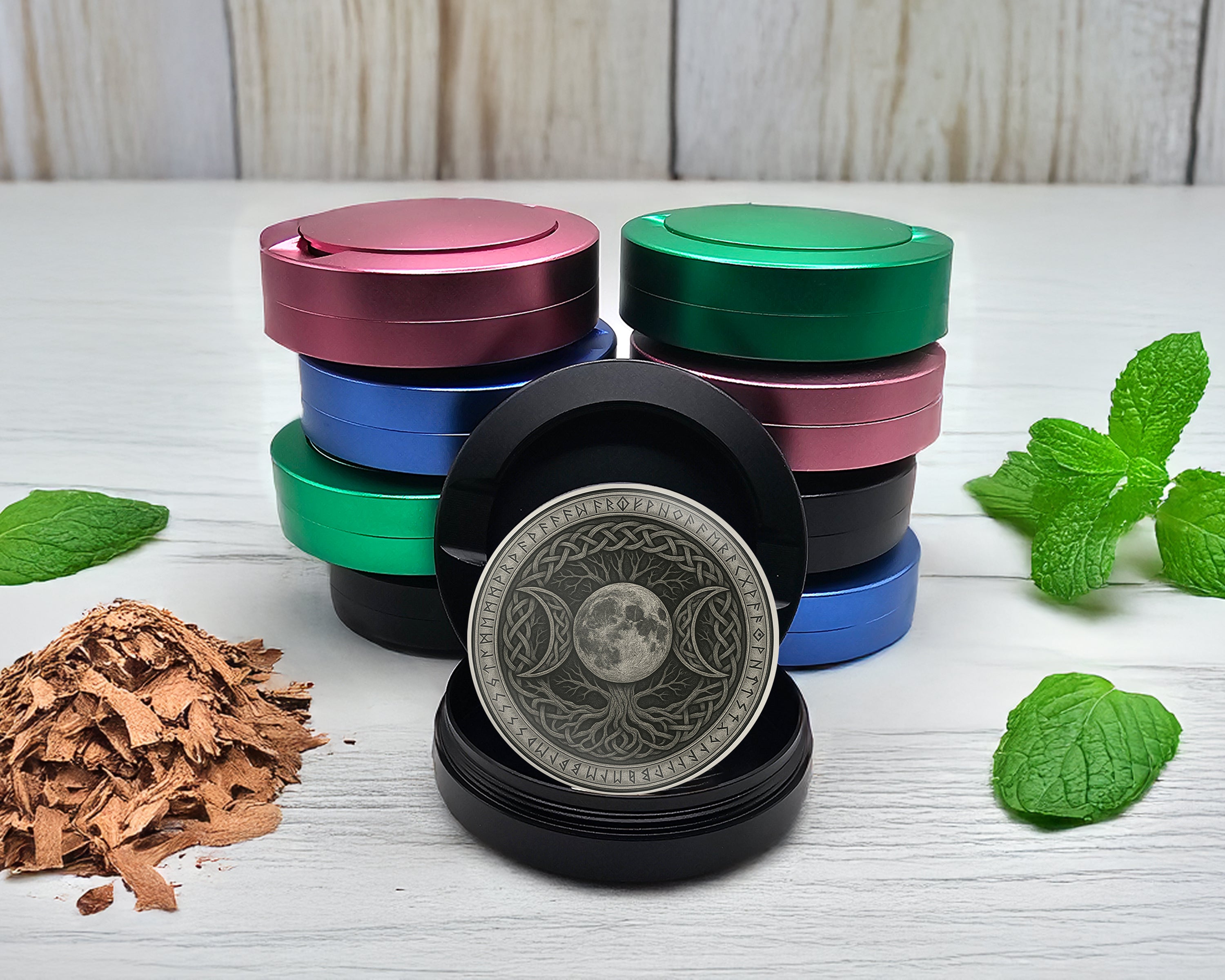 Snus Storage Case Celtic Moon Tree Sigil Black
