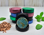 Snus Storage Case Blue Vintage Rose Pattern Traditional Style Black