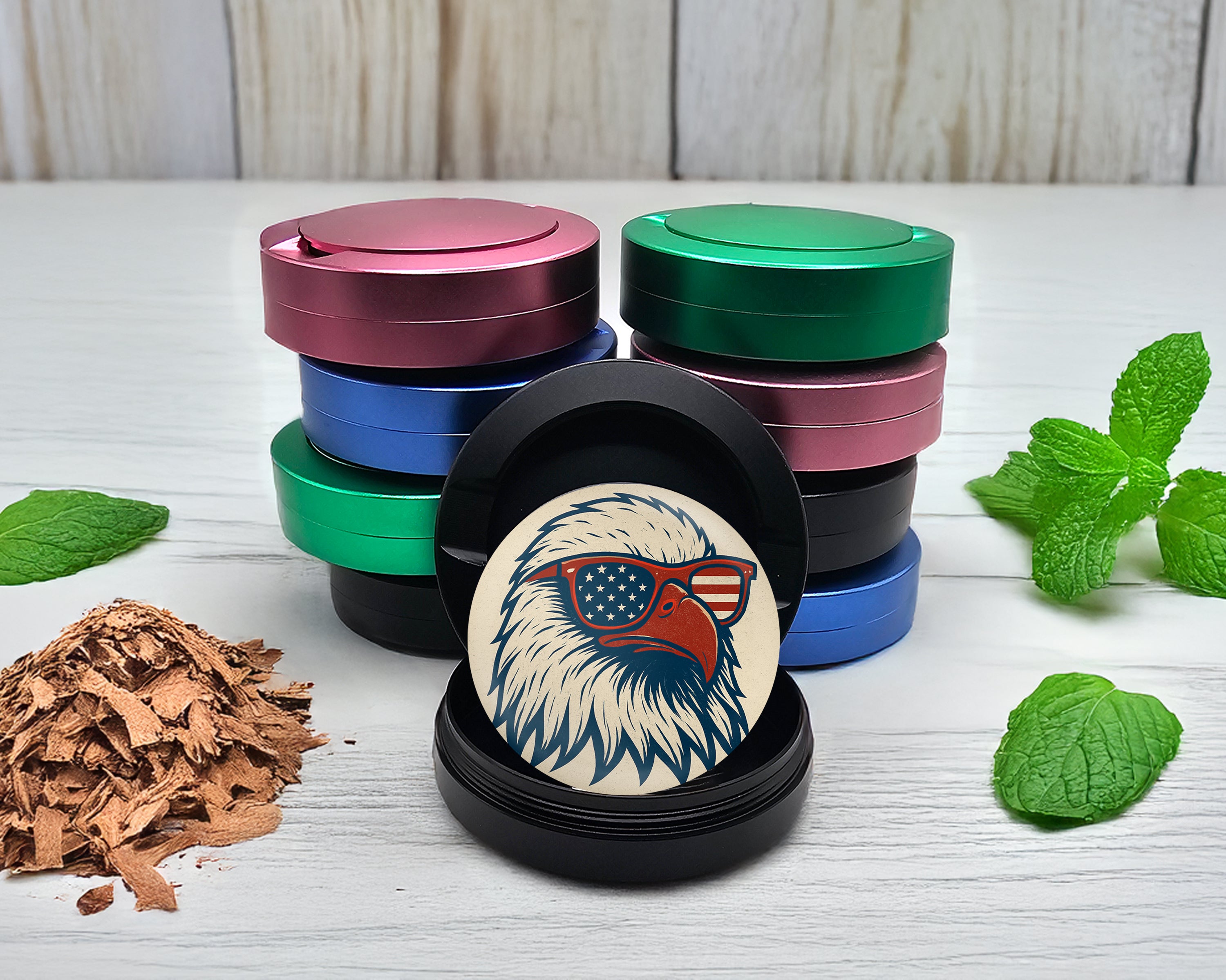 Snus Storage Case Patriotic Eagle With Sunglasses Black
