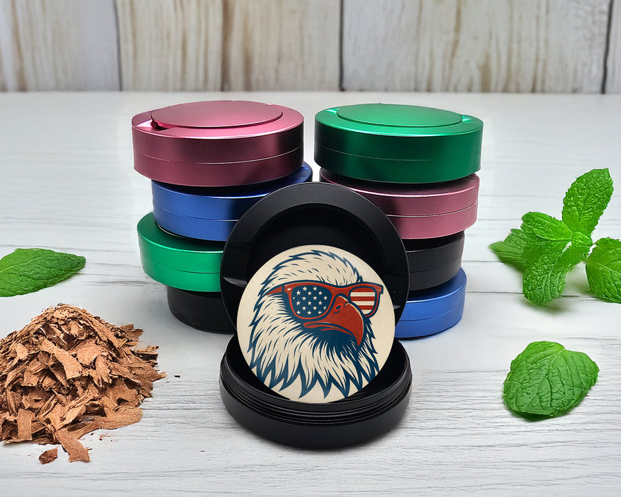 Snus Storage Case Patriotic Eagle With Sunglasses Black