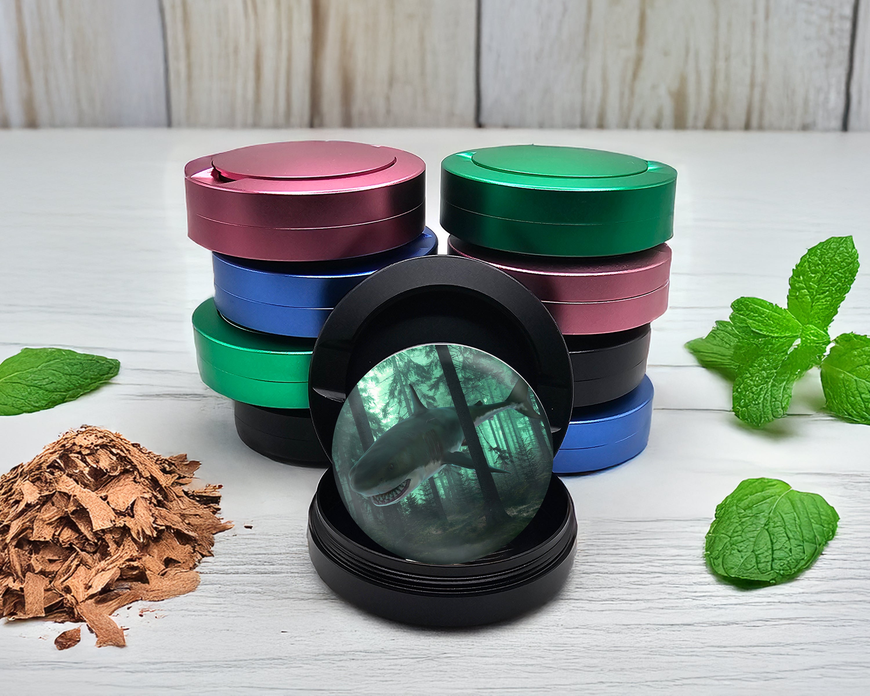 Snus Storage Case Great White Shark in the Forest Black