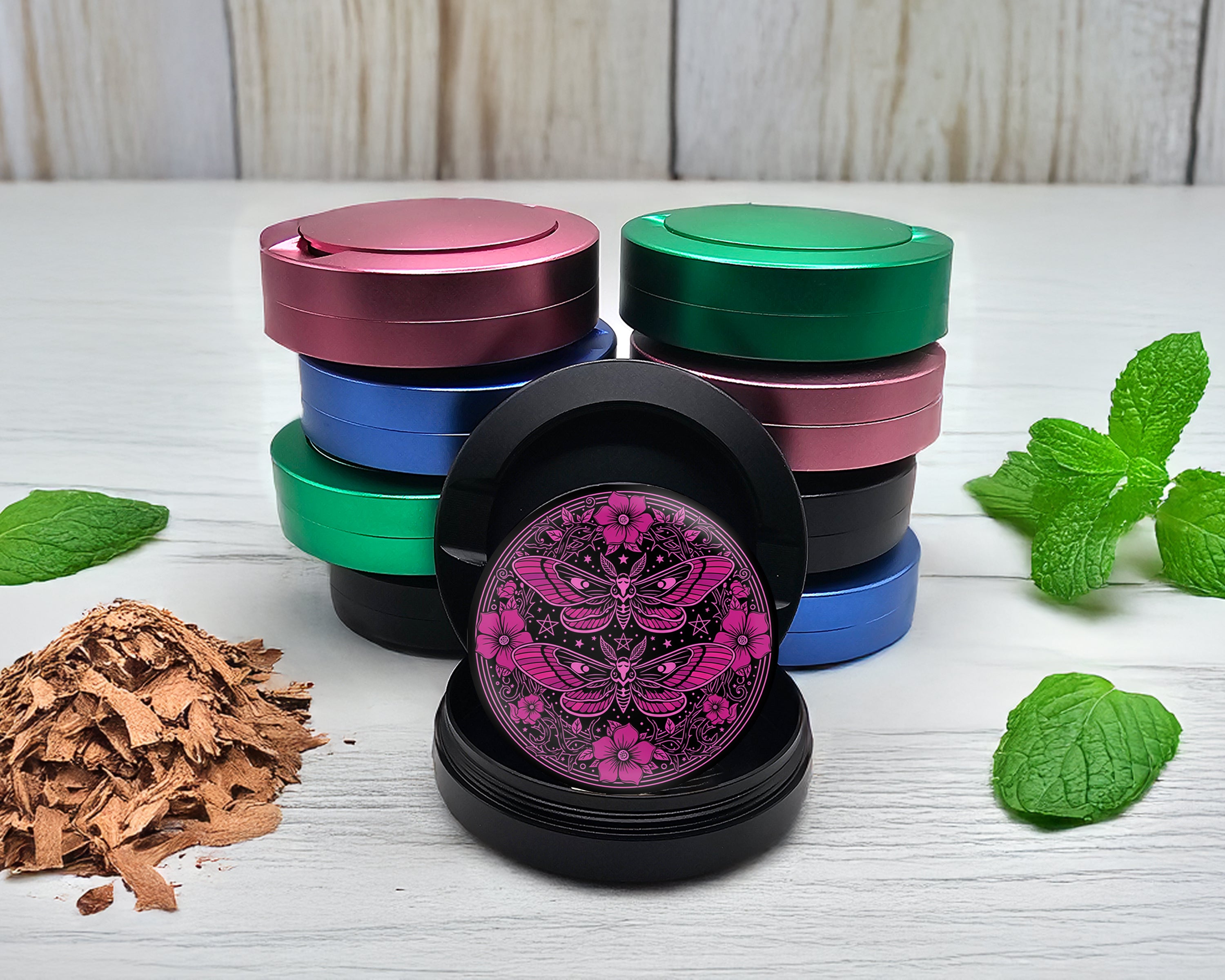 Snus Storage Case Gothic Moth Magic Mandala Black