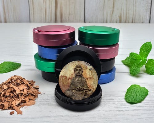 Snus Storage Case Buddha Pattina Buddhist Statue Black