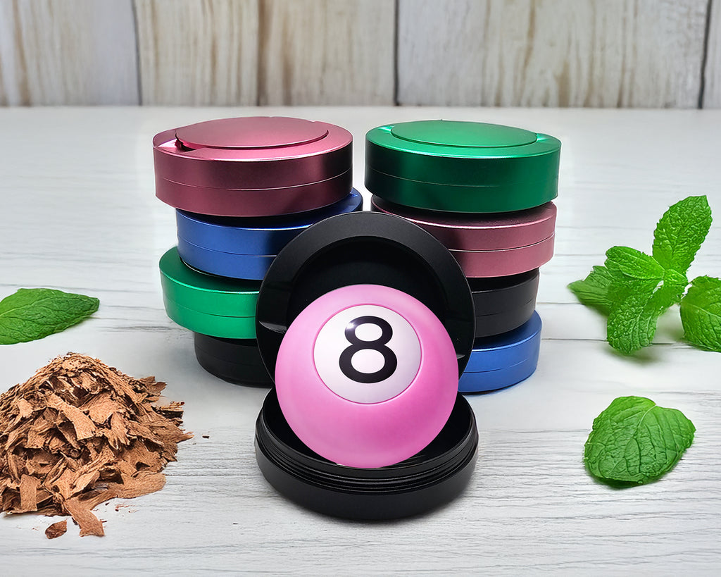 Snus Storage Case Soft Pink 8 Ball Retro Vibe Pool Hall Style Black