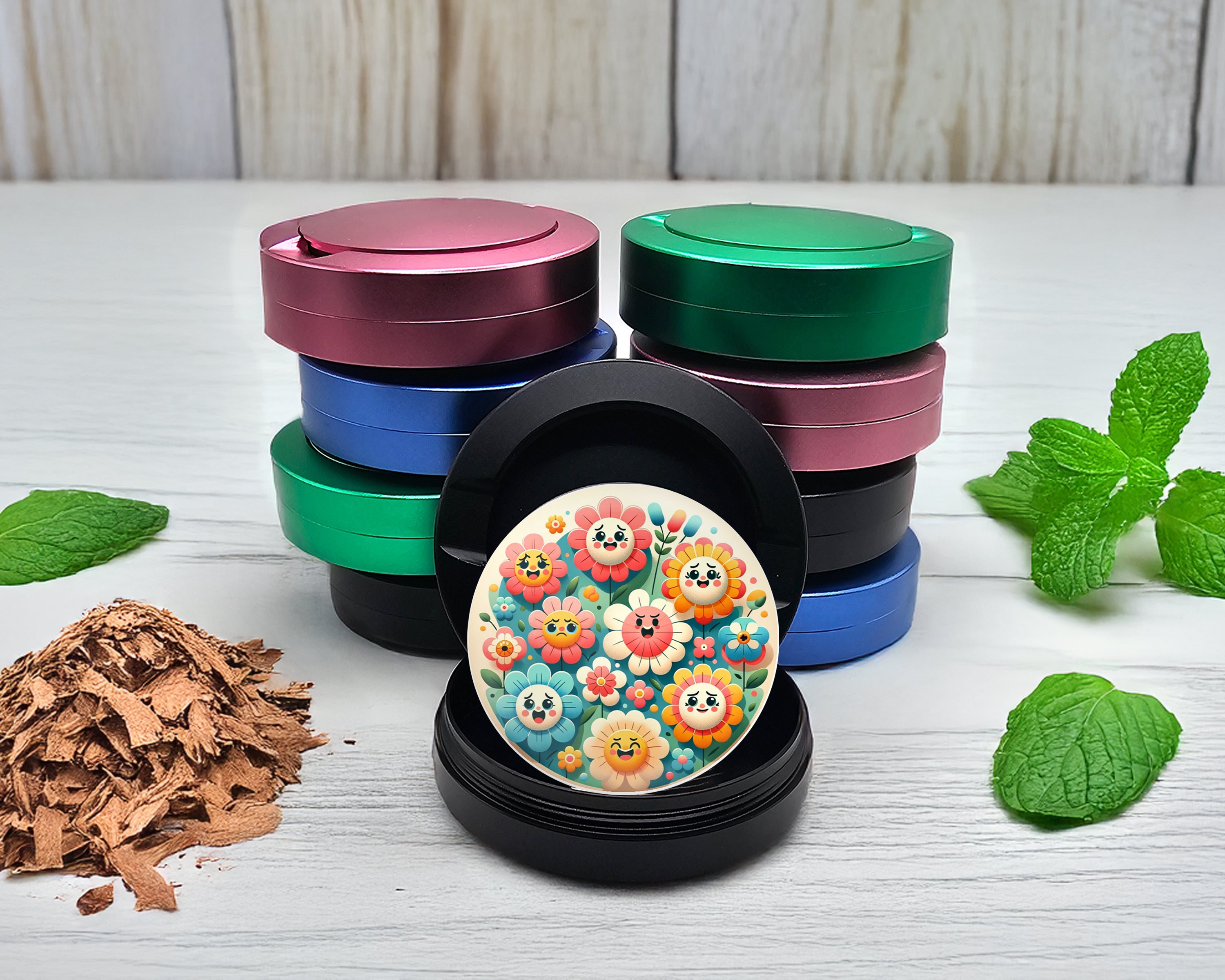 Snus Storage Case Happy Flower Power Black