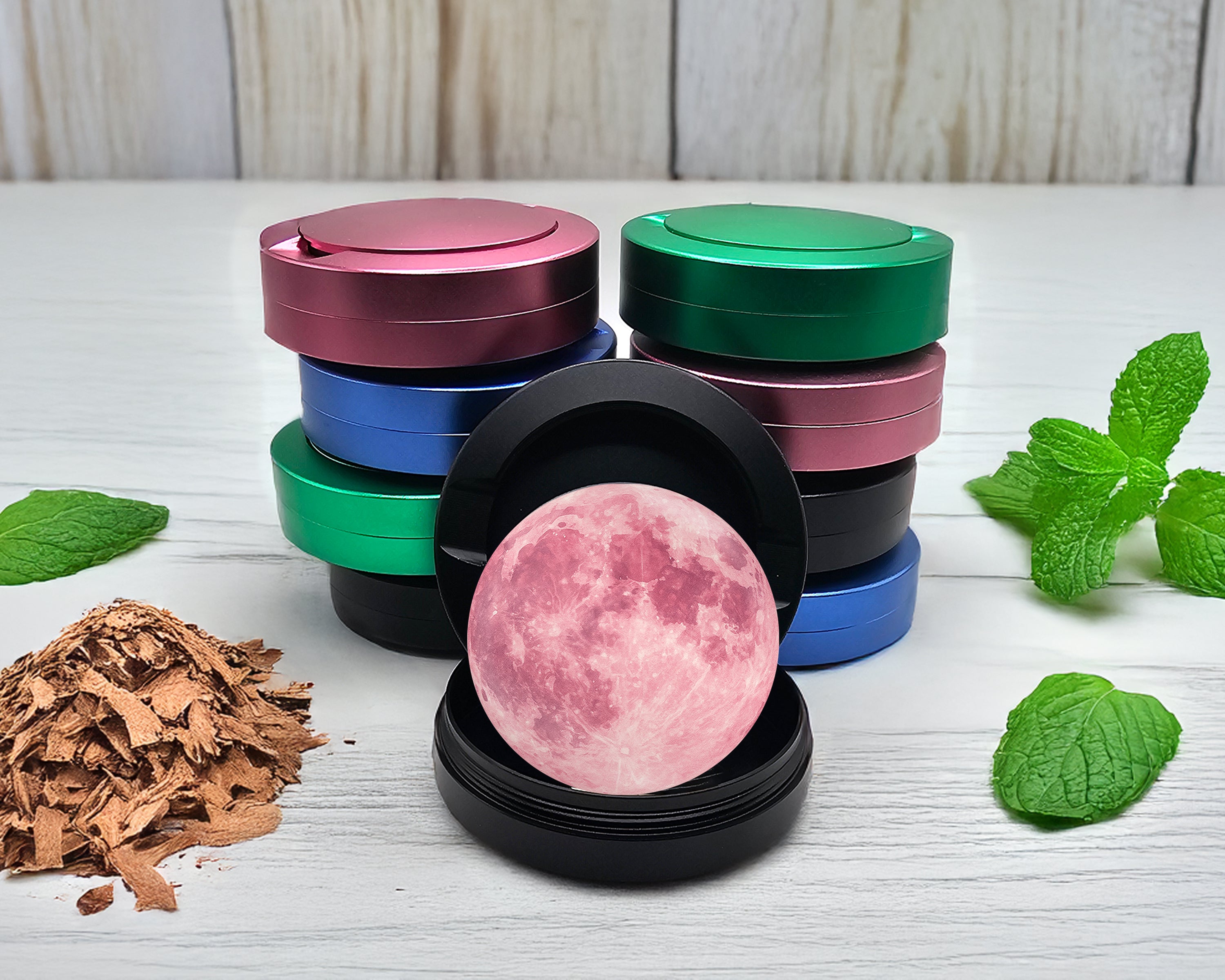 Snus Storage Case Soft Pink Moon Boho Celestial Vibes Black