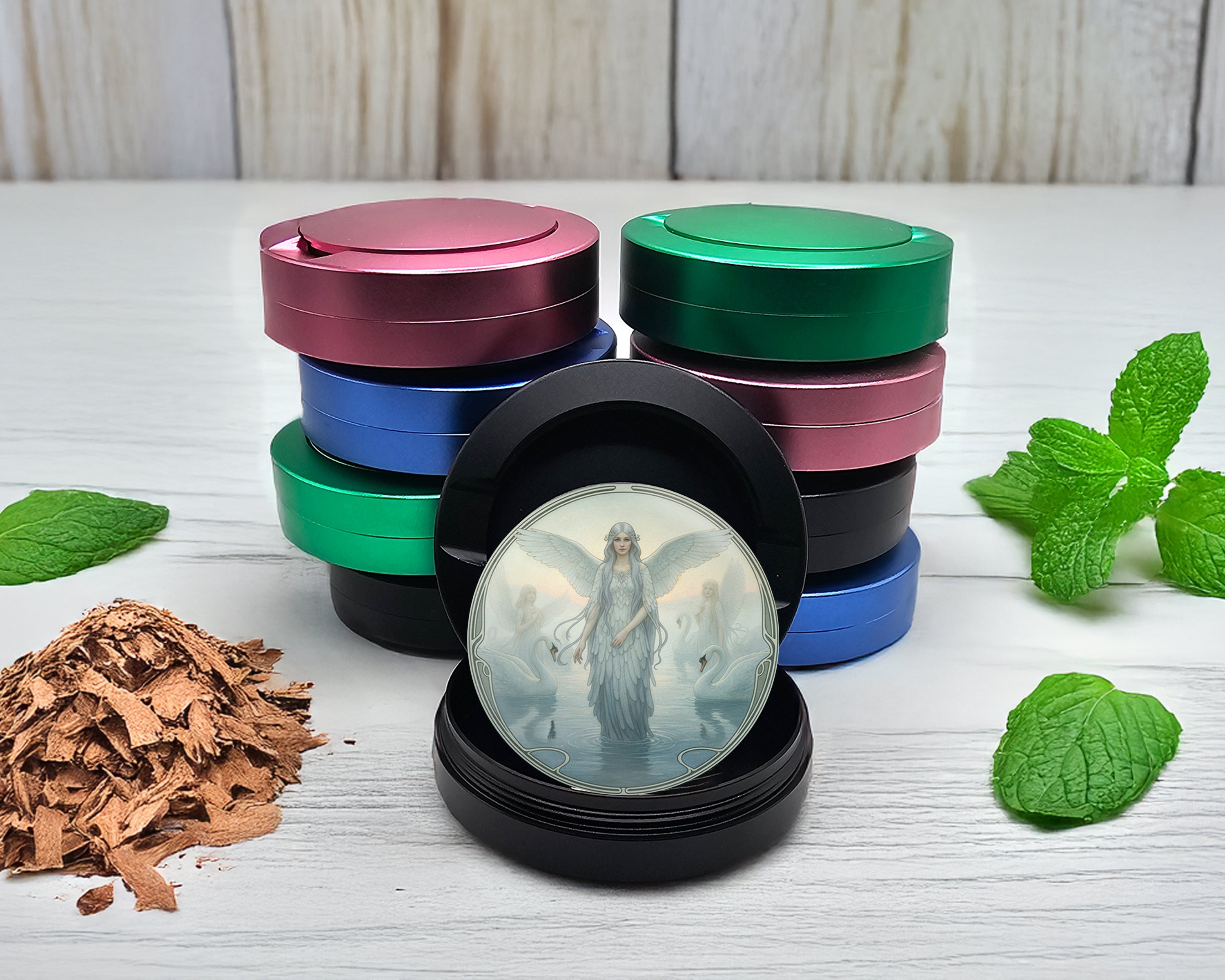 Snus Storage Case Art Nouveau Swan Angelic Vision Black