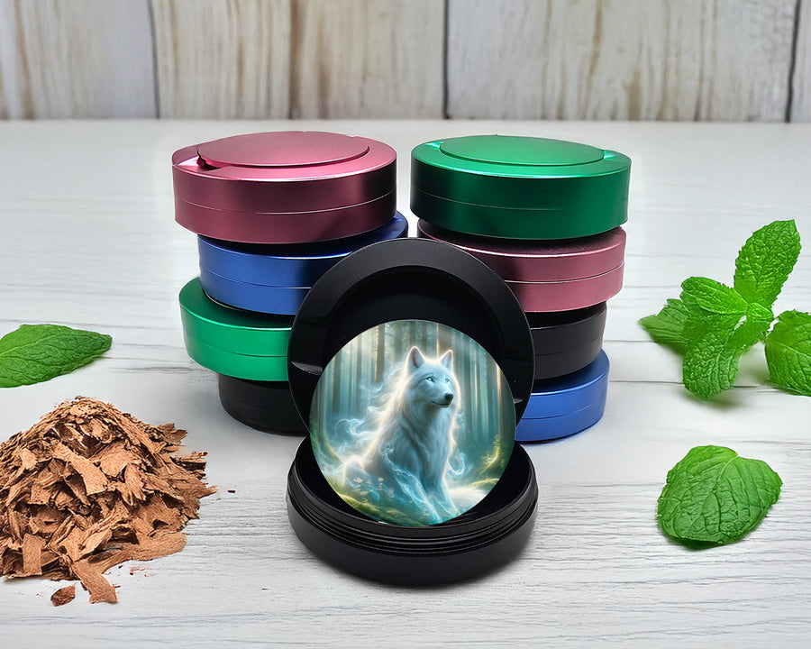 Snus Storage Case Wolf In A Mystical Forest Black