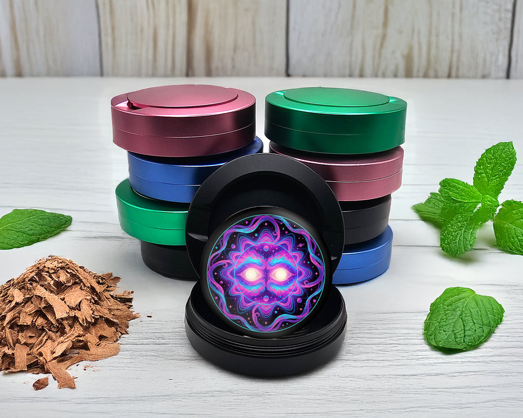 Snus Storage Case Psychedelic Cosmic Sun Face Black