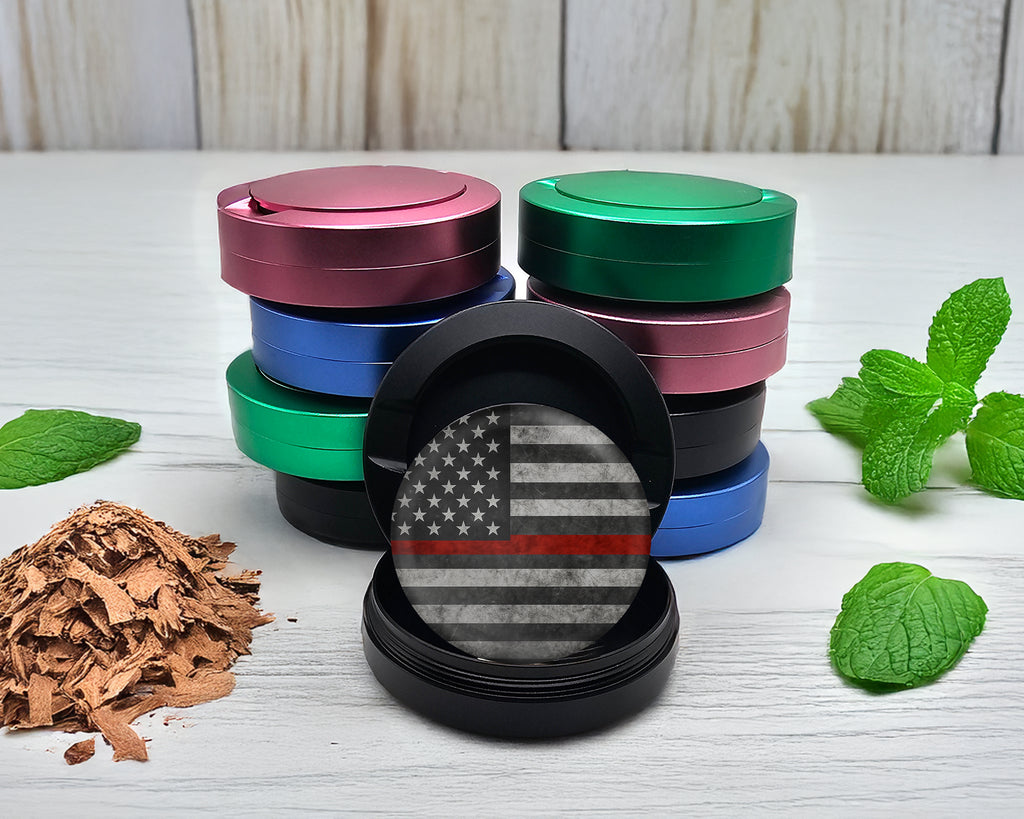 Snus Storage Case Thin Red Line - Support Firefighters Flag Black