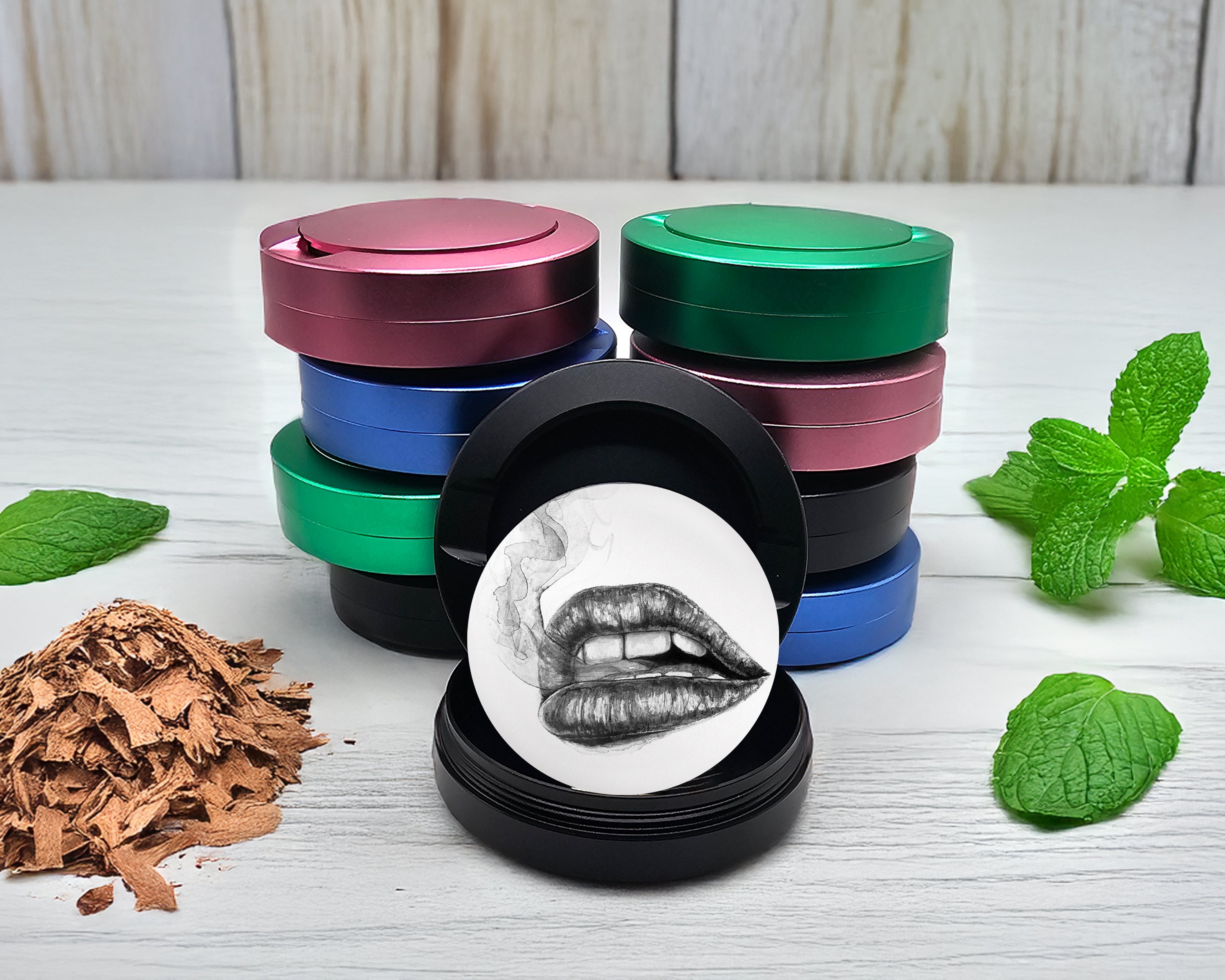 Snus Storage Case Lips Pencil Drawing Black
