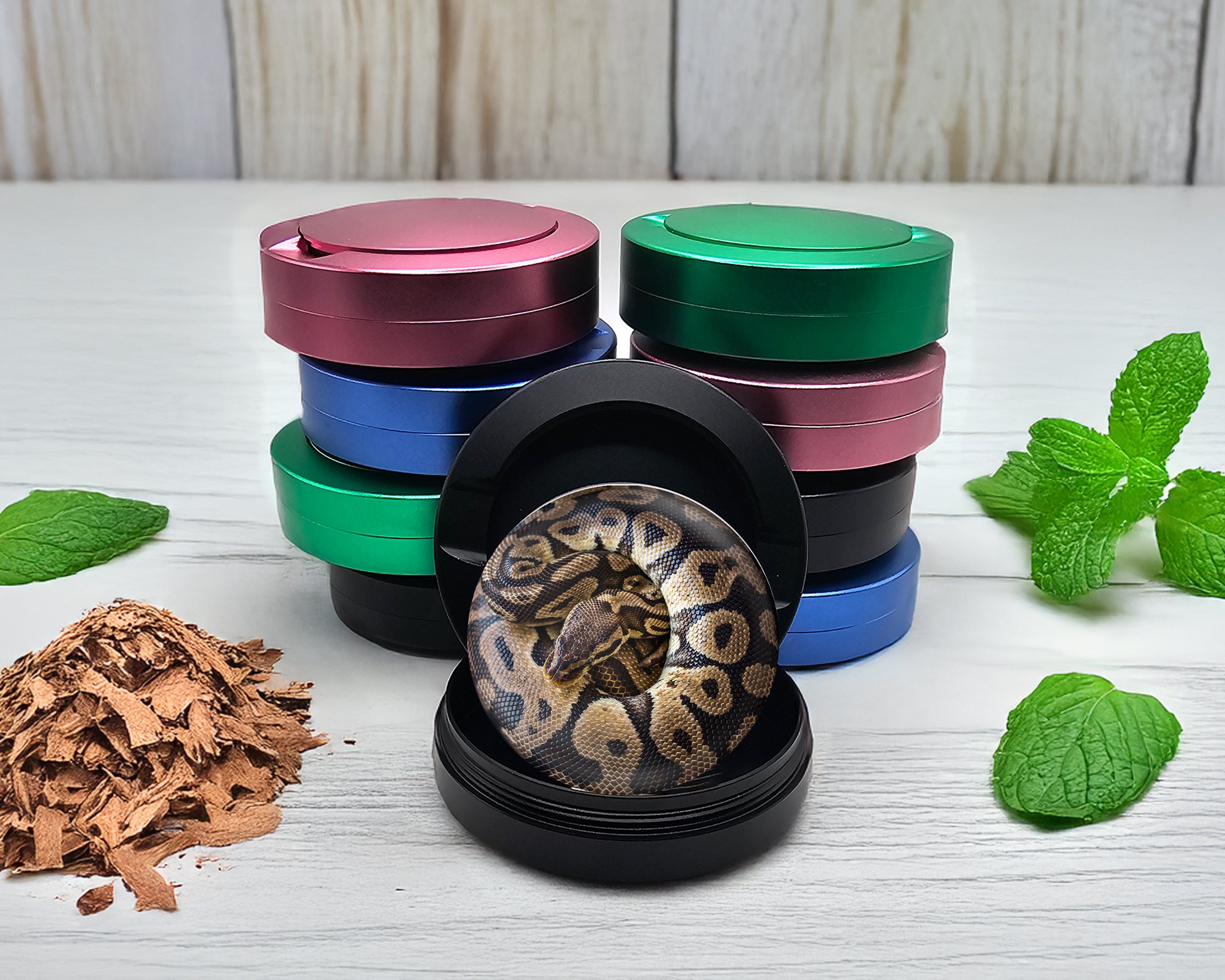 Snus Storage Case Ball Python Snake Coiled Up Black