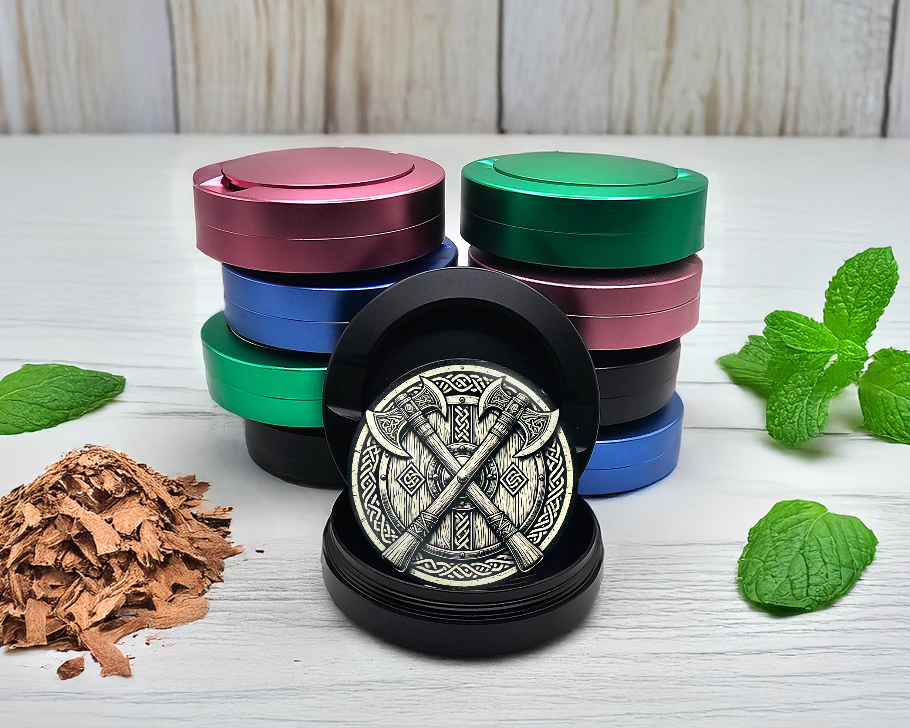 Snus Storage Case Viking Battle Axes Black