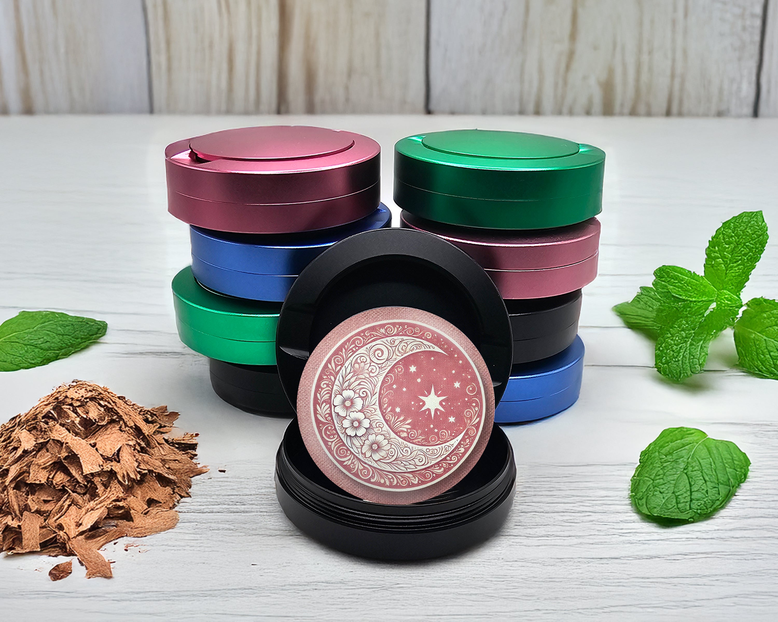 Snus Storage Case Crescent Moon with Stars Black