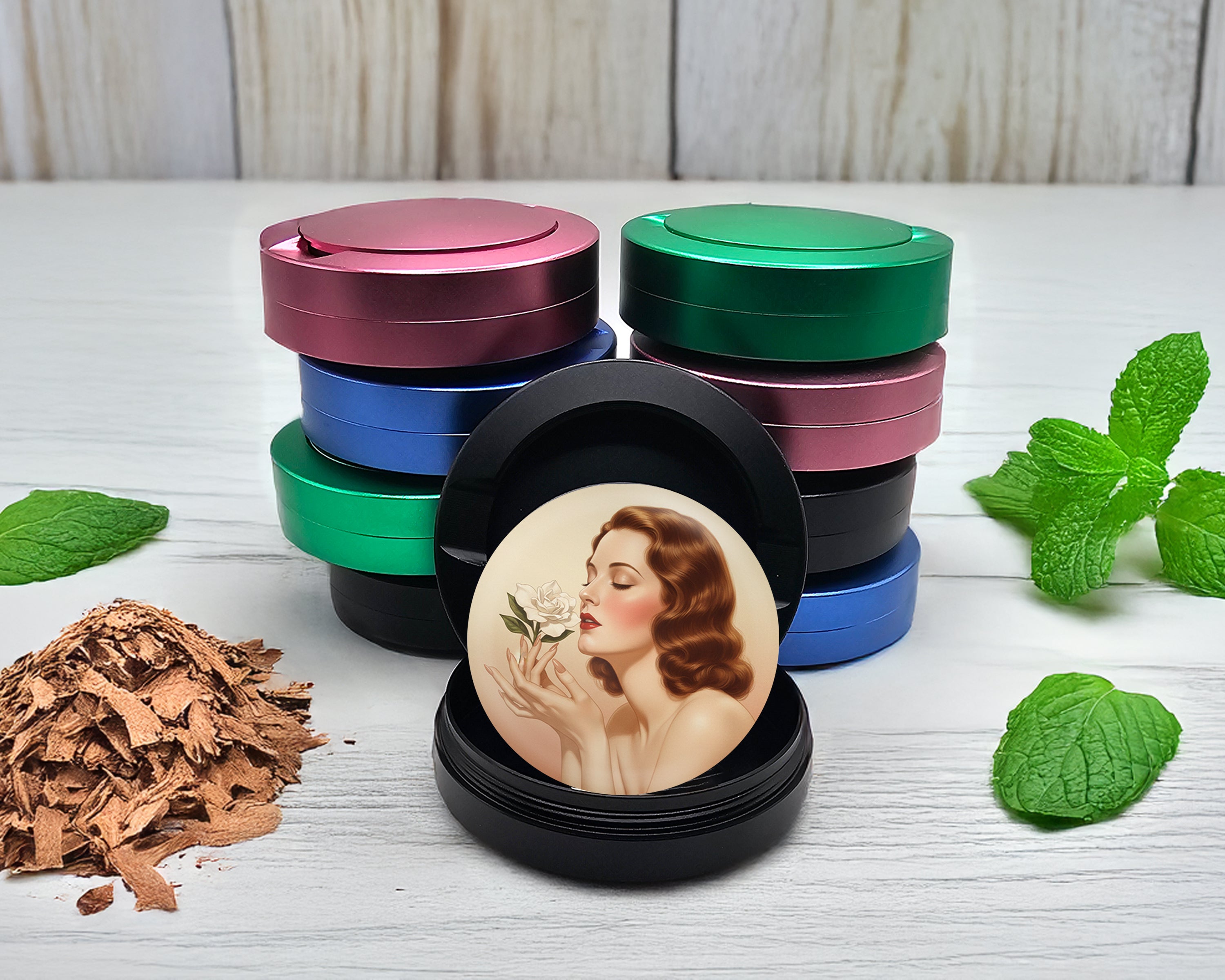 Snus Storage Case Vintage Rose Scented Beauty Black