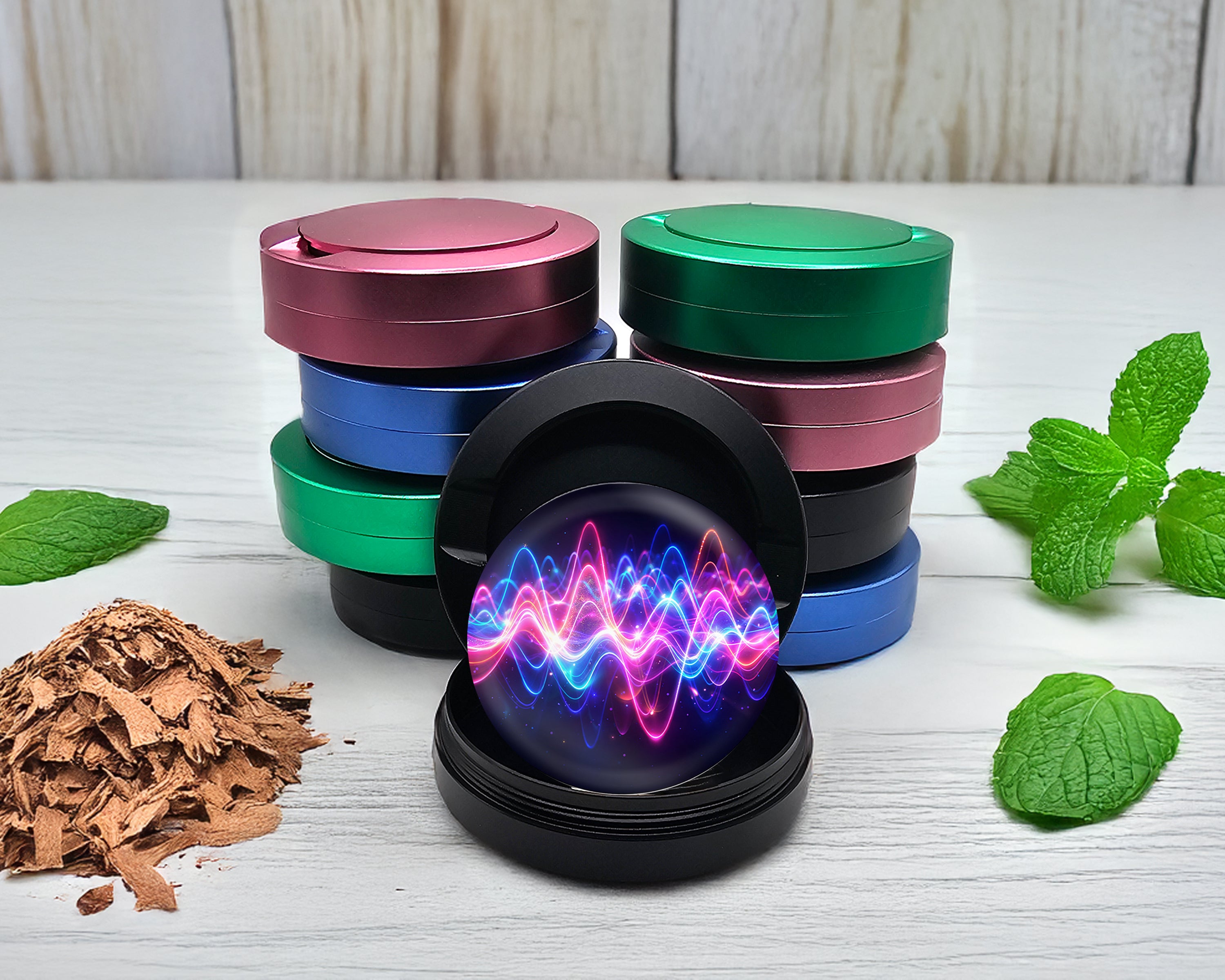 Snus Storage Case Neon Soundwave Vibes Audio Frequency Art Black
