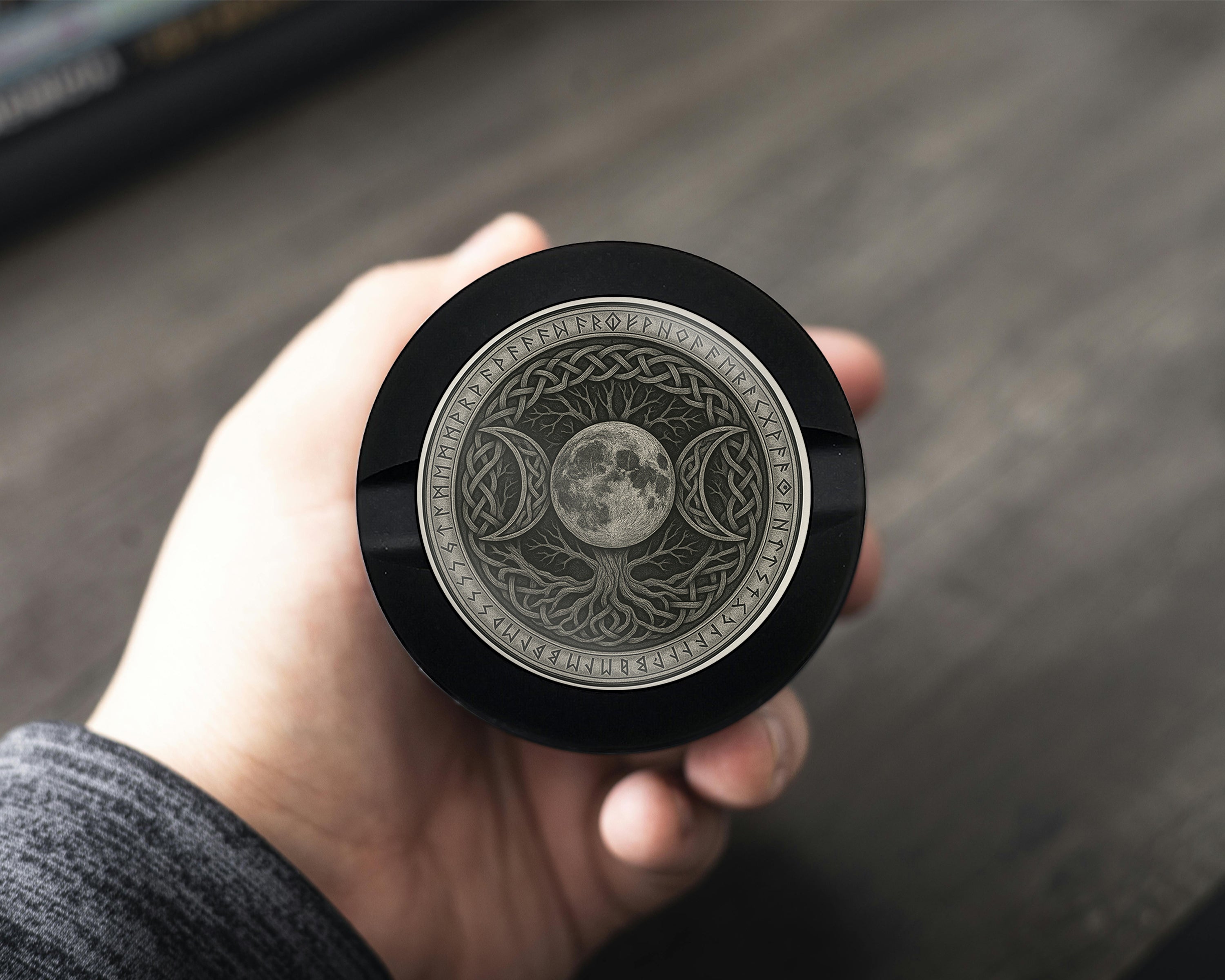 Celtic Moon Tree Sigil Snus Storage Case Bottle Opener
