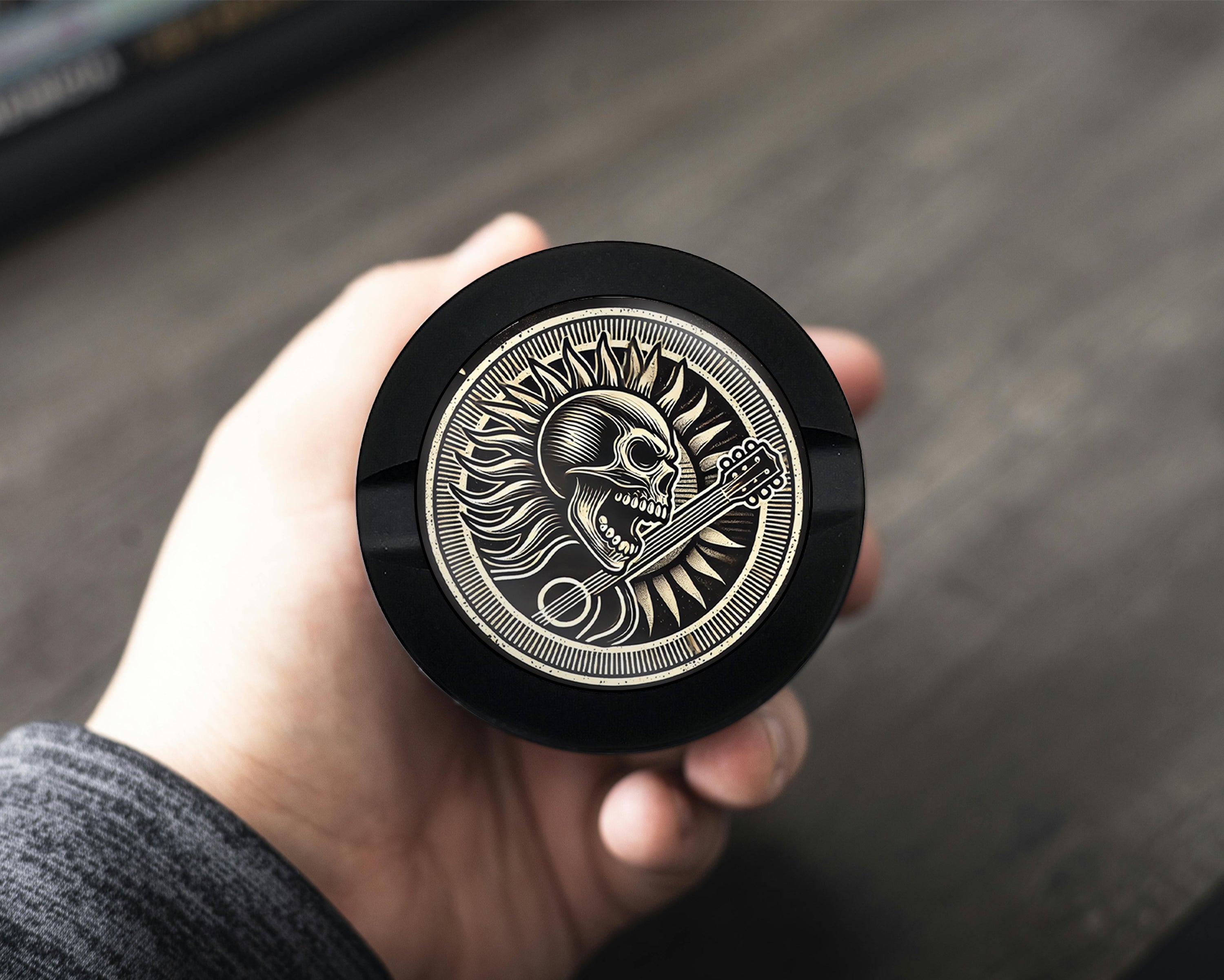 Death Metal Skull and Guitar Snus Storage Case Bottle Opener