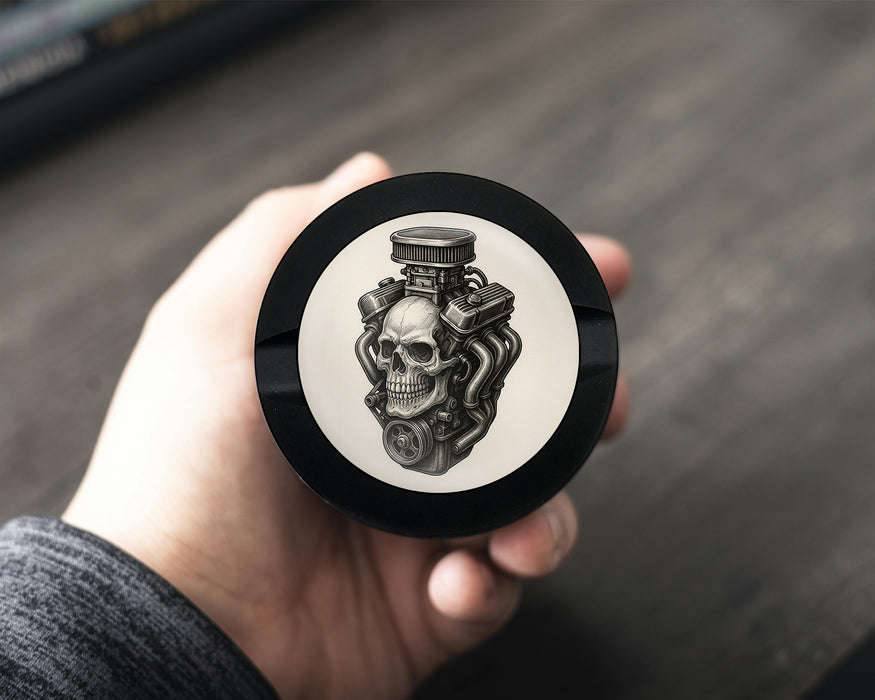 Snus Storage Case Skull Engine Mashup for Mechanics and Gearheads Black