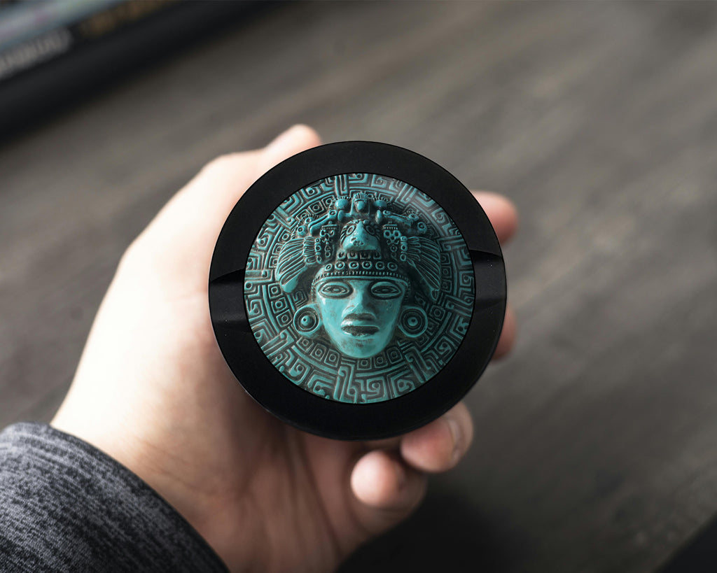 Aztec Turquoise Sun Mask Snus Storage Case Bottle Opener