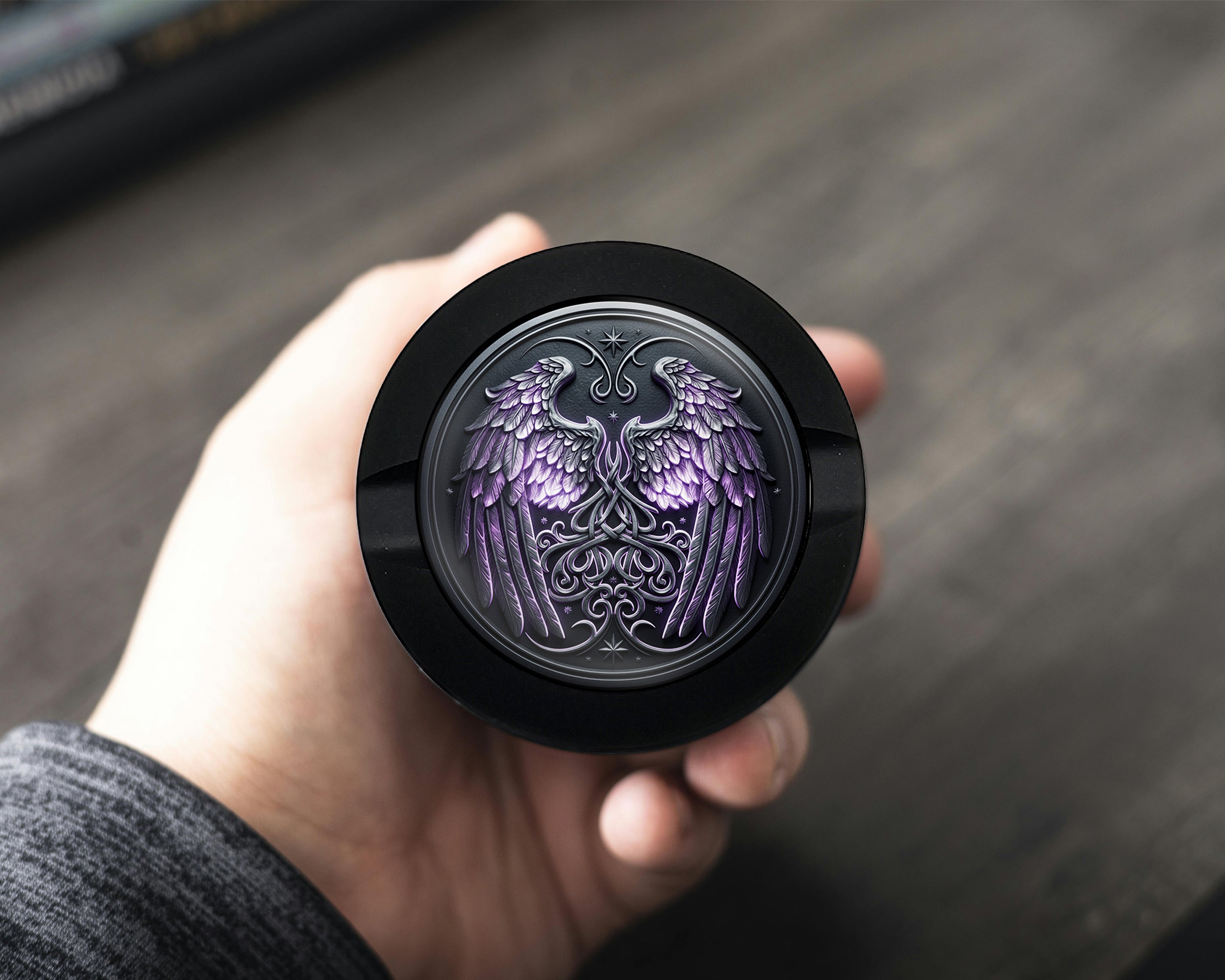 Celestial Wings Knotwork Crest Snus Storage Case Bottle Opener