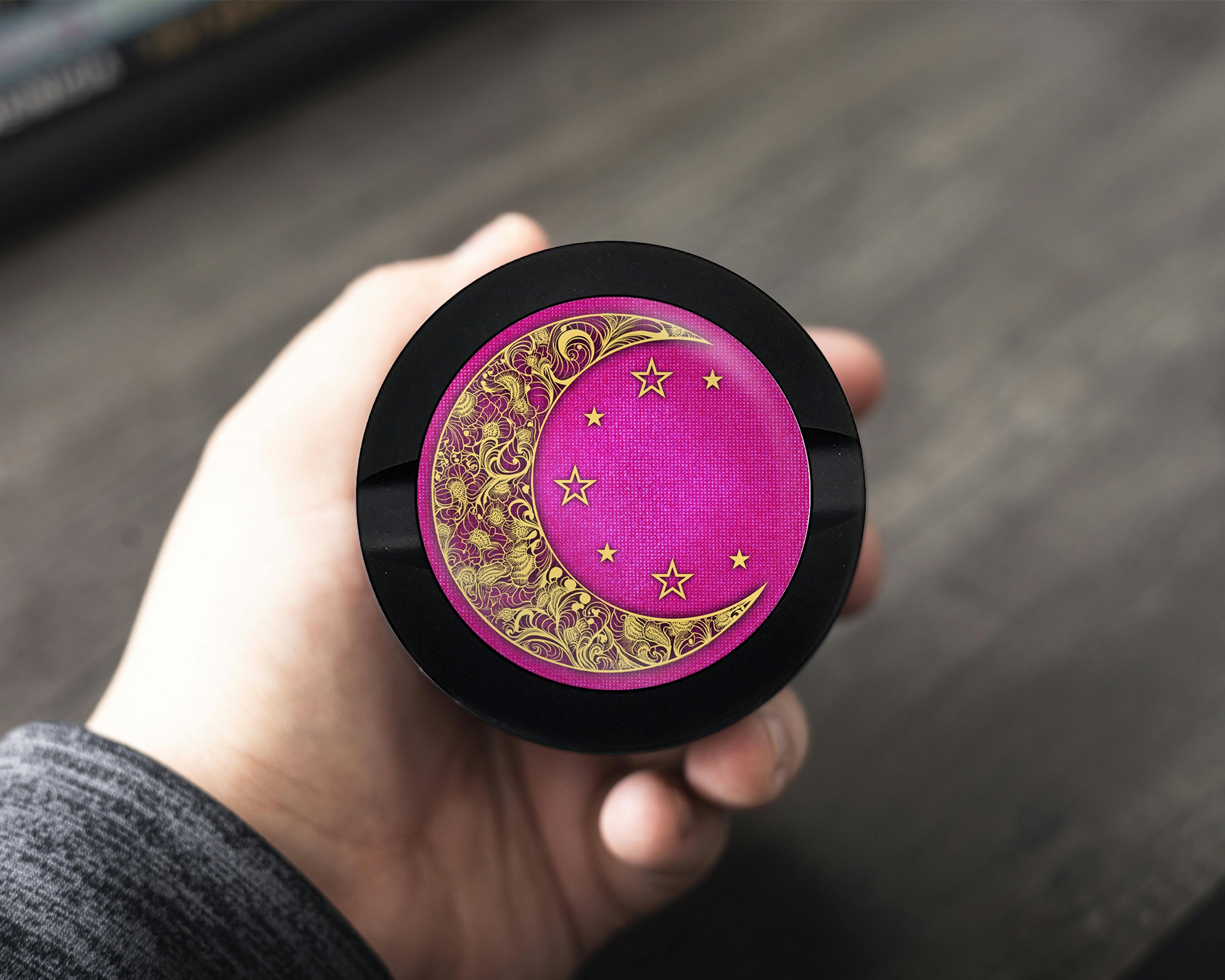 Girly Pink Crescent Moon and Stars Snus Storage Case Bottle Opener