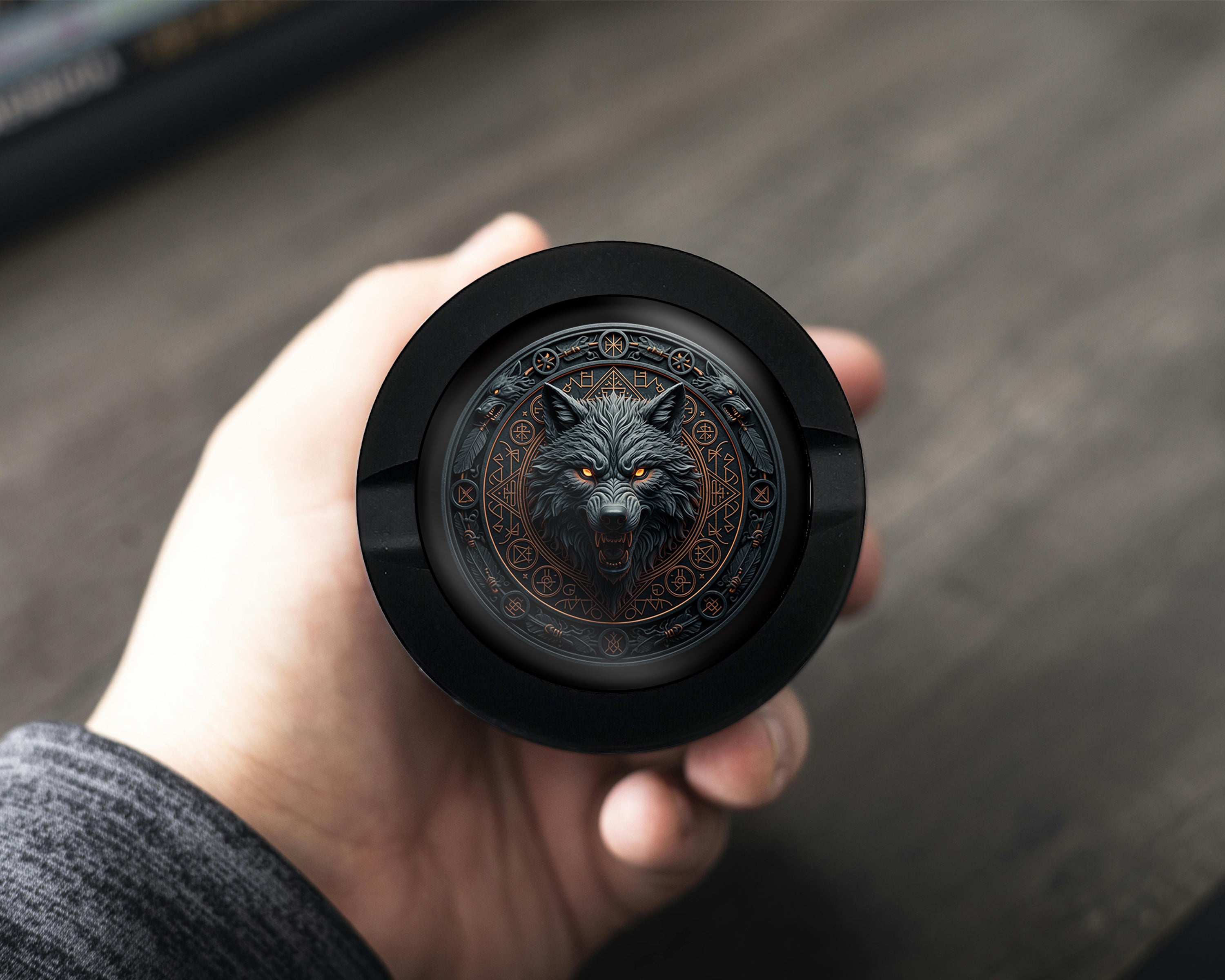 Runic Dire Wolf Emblem Snus Storage Case Bottle Opener