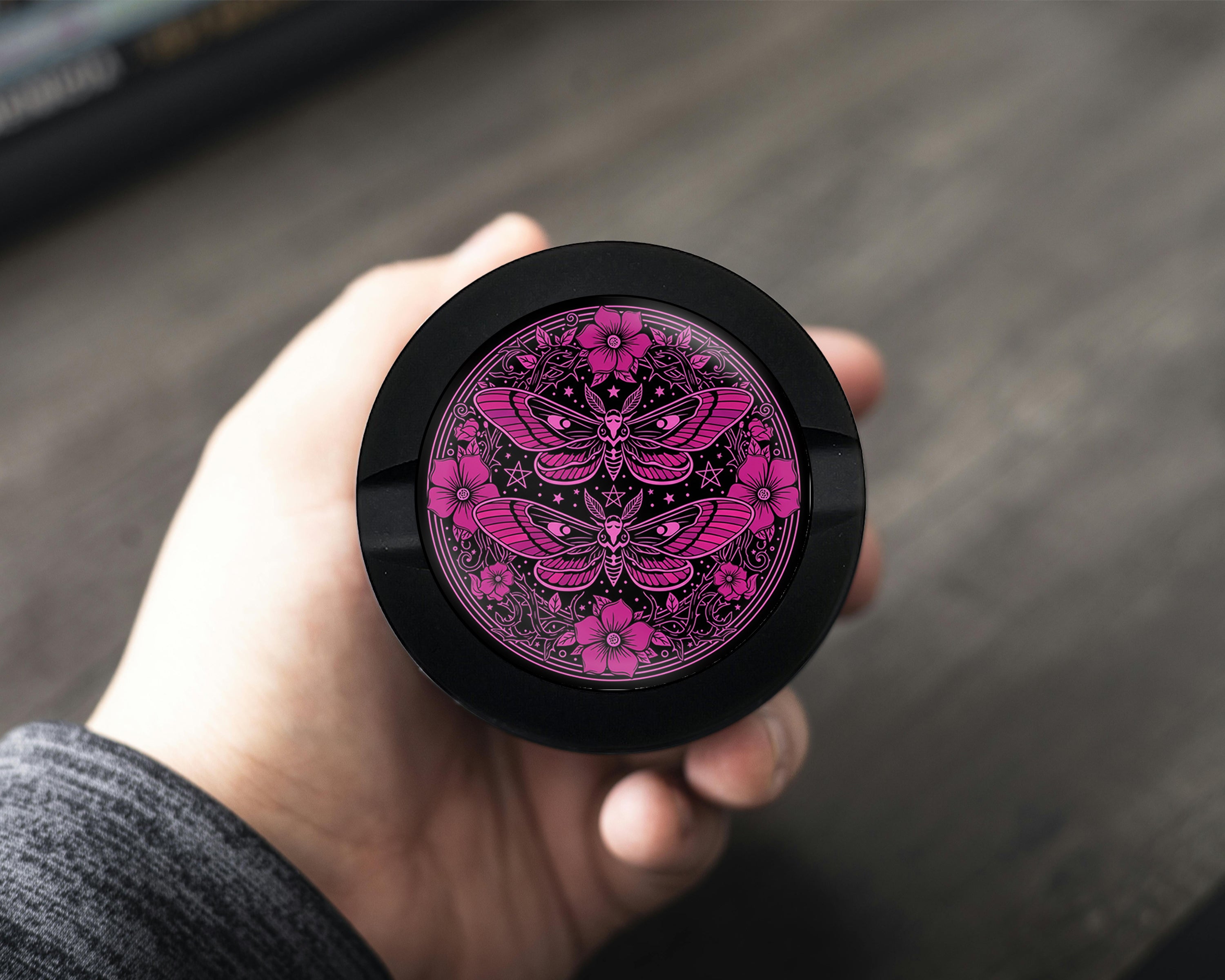 Gothic Moth Magic Mandala Snus Storage Case Bottle Opener