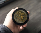 Ancient Mayan Warrior Medallion Art Snus Storage Case Bottle Opener