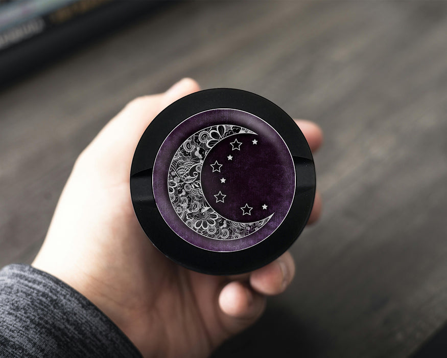 Purple Crescent Moon and Stars Snus Storage Case Bottle Opener