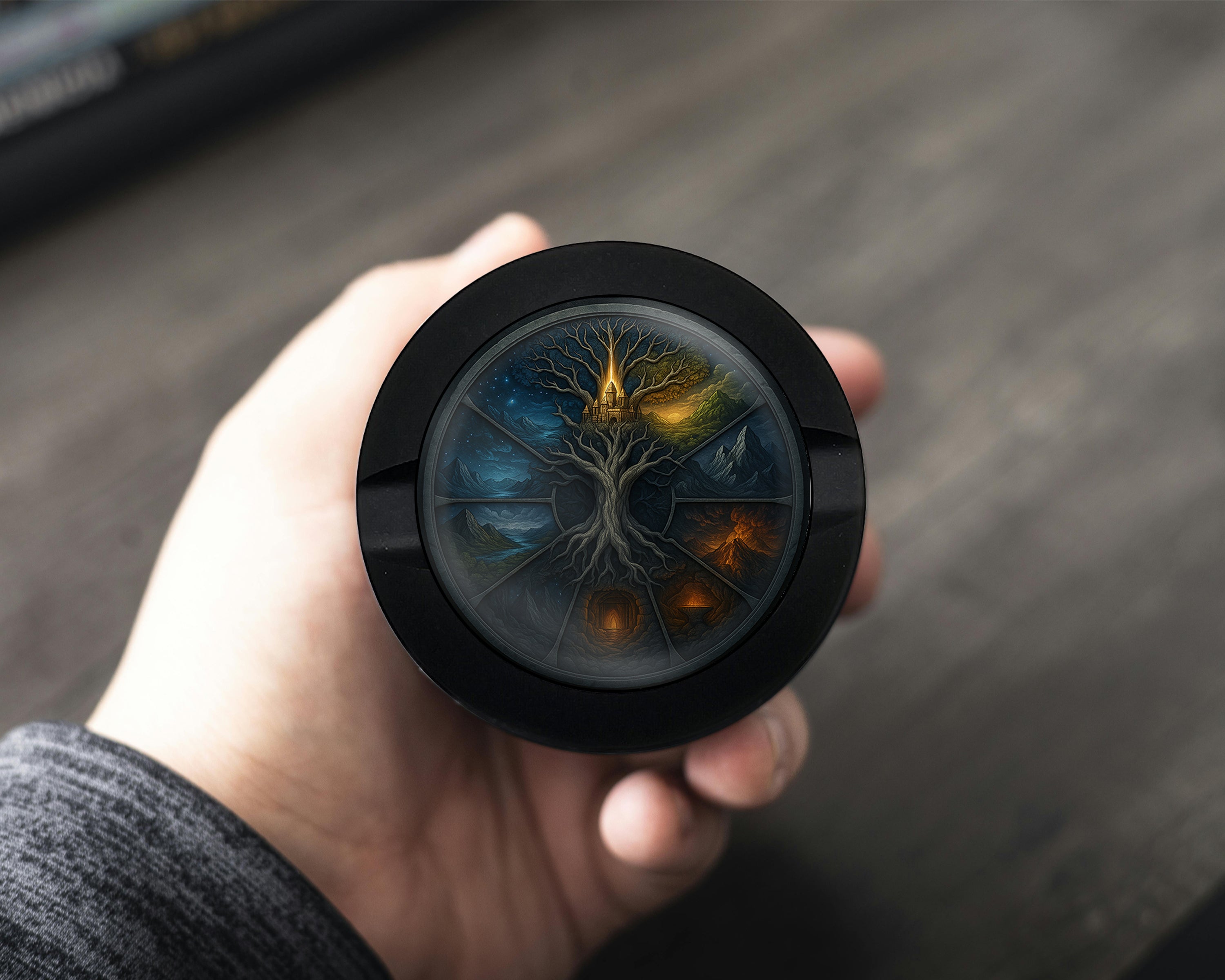 Yggdrasil Nine Realms Wheel Snus Storage Case Bottle Opener