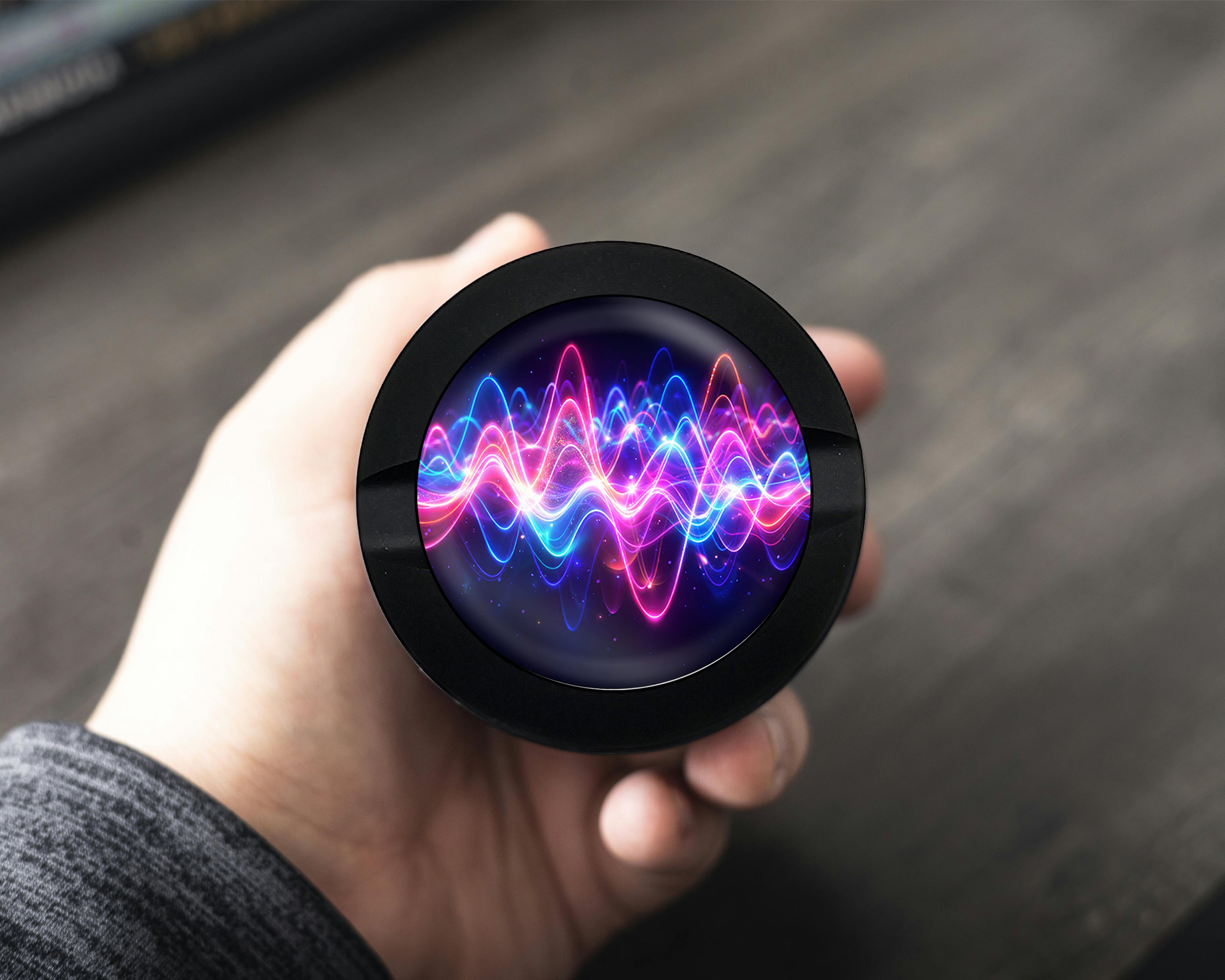 Neon Soundwave Vibes Audio Frequency Art Snus Storage Case Bottle Opener