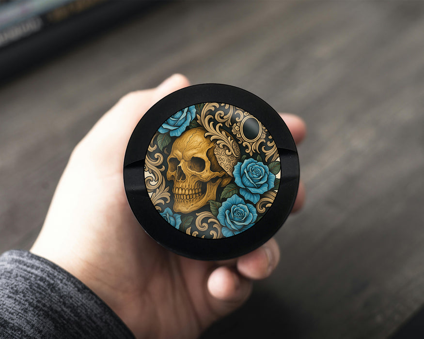 Snus Storage Case Gothic Skull with Roses and Chains Tattoo Aesthetic Black