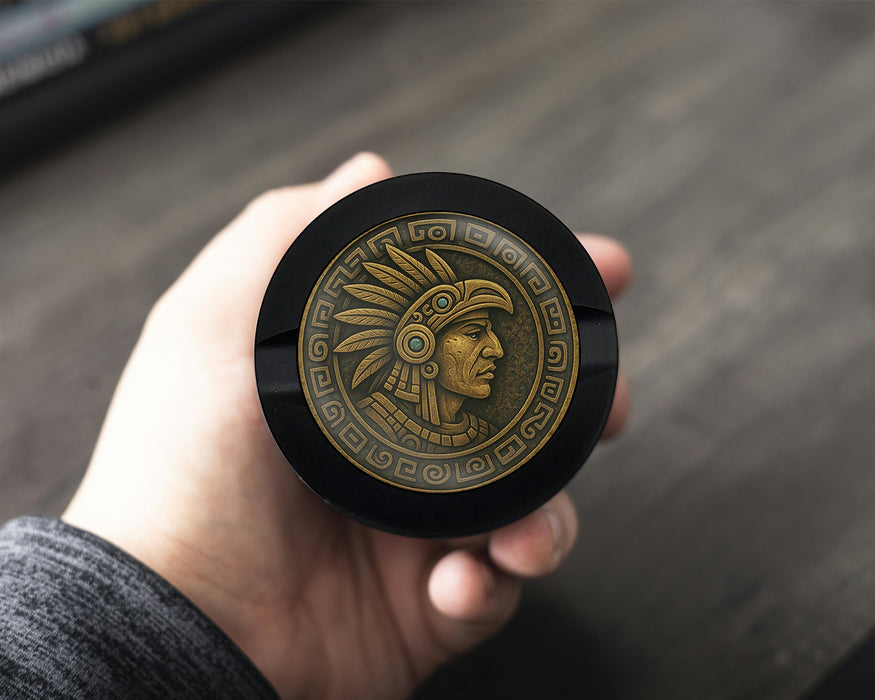 Snus Storage Case Ancient Mayan Warrior Medallion Art Black