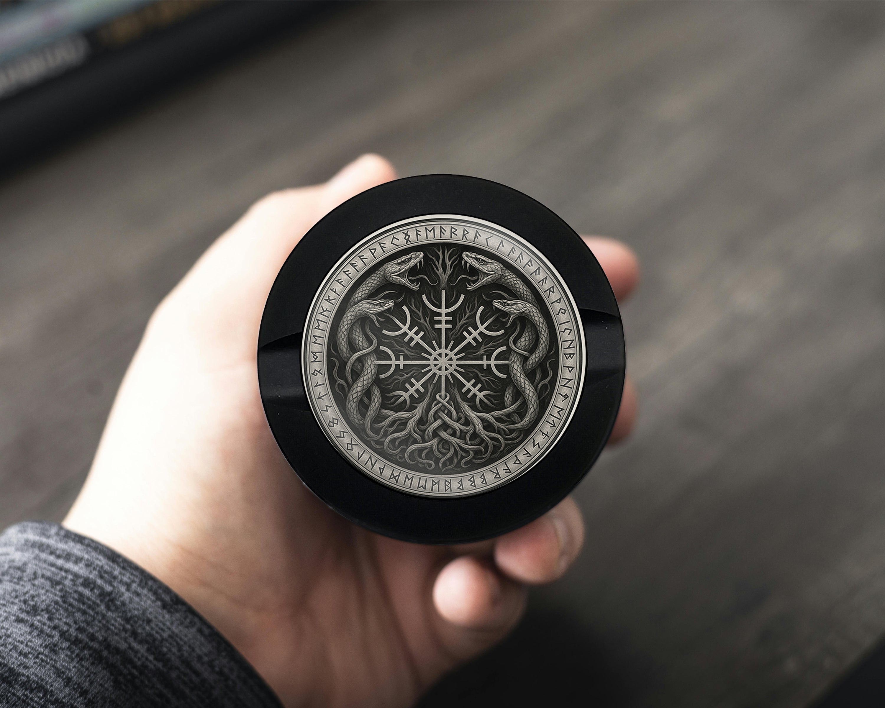 Runic Serpents Norse Sigil Snus Storage Case Bottle Opener