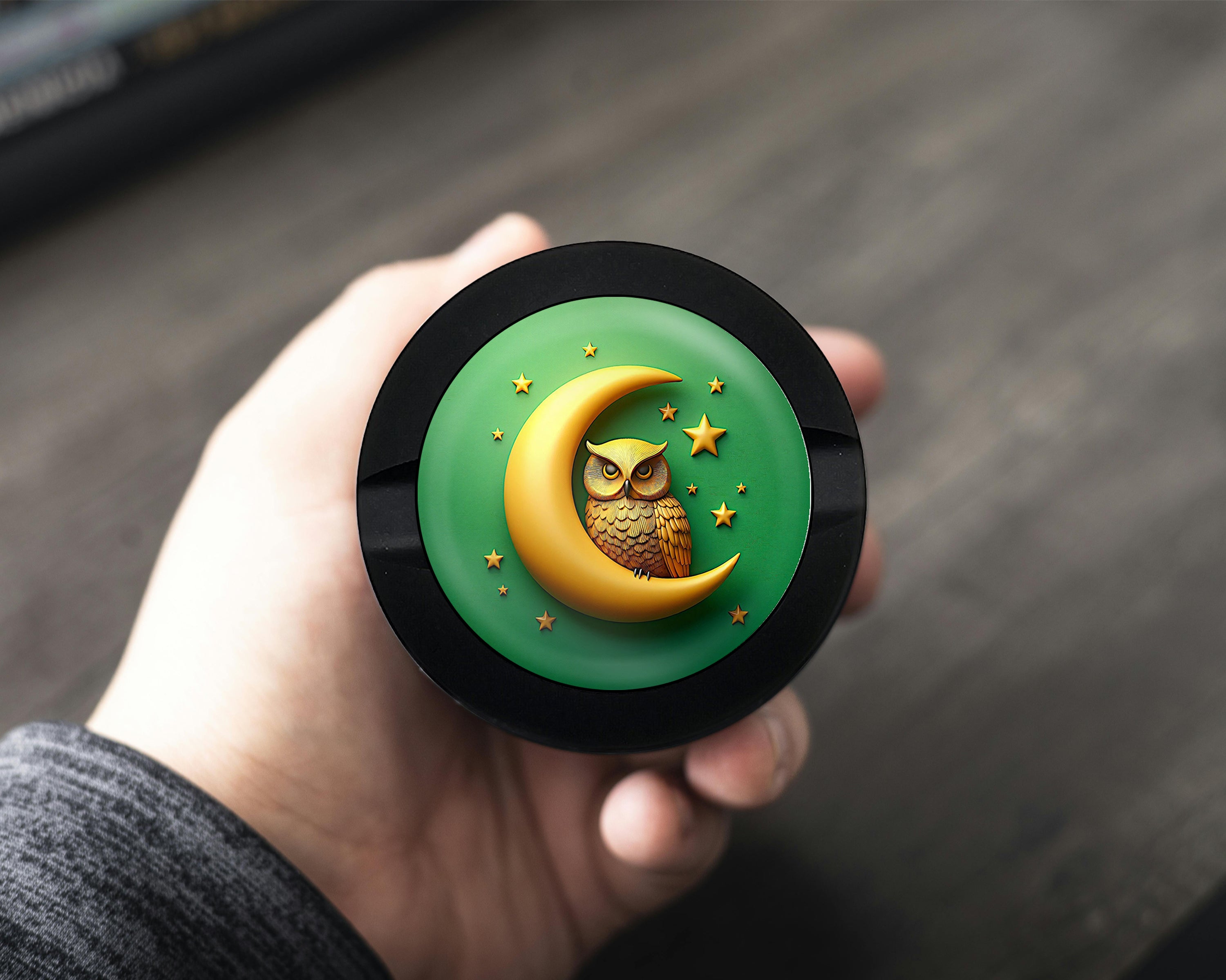 Owl Perched On A Golden Moon Snus Storage Case Bottle Opener
