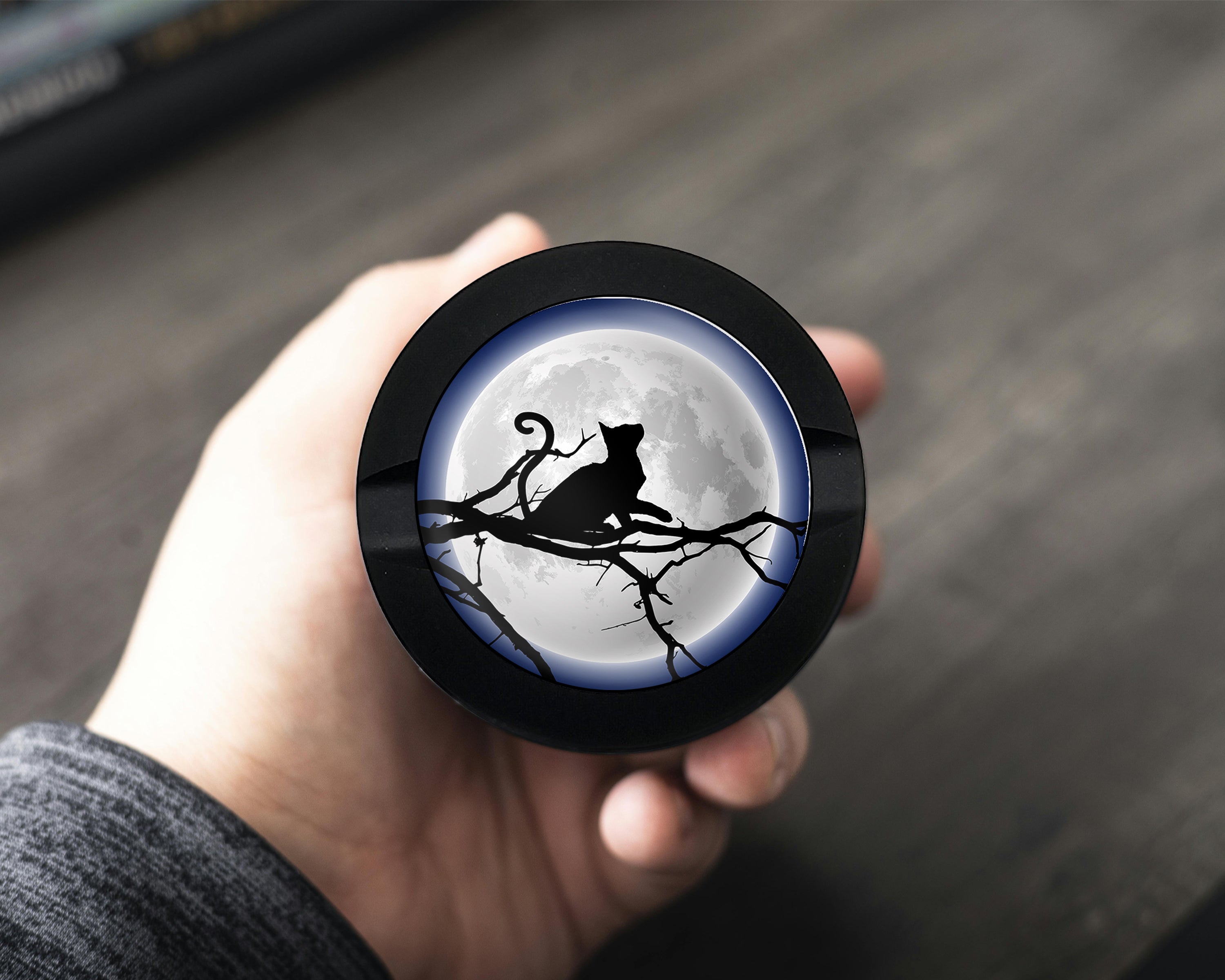 Cat With Full Moon Grinder Snus Storage Case Bottle Opener