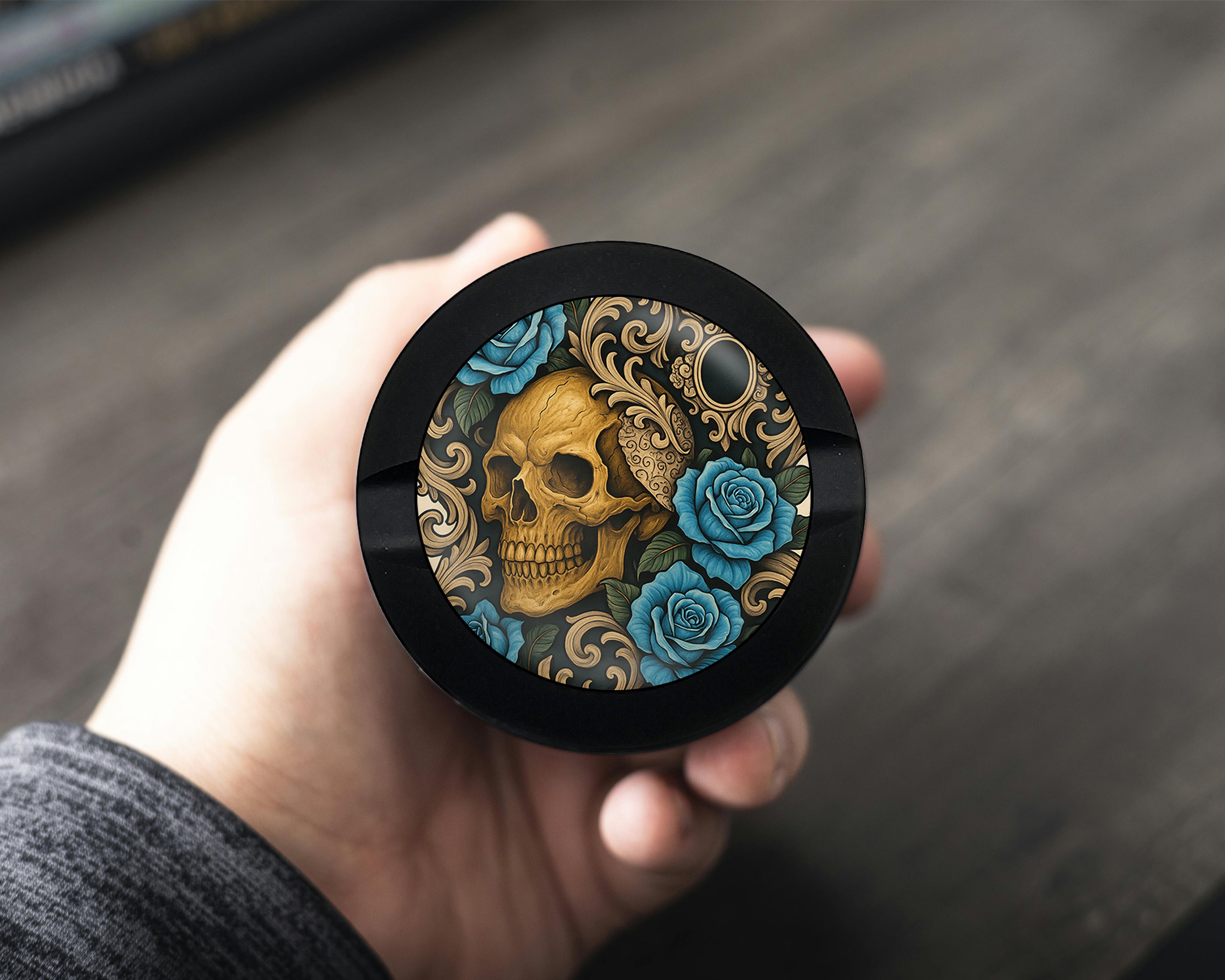 Gothic Skull with Roses and Chains Tattoo Aesthetic Snus Storage Case Bottle Opener