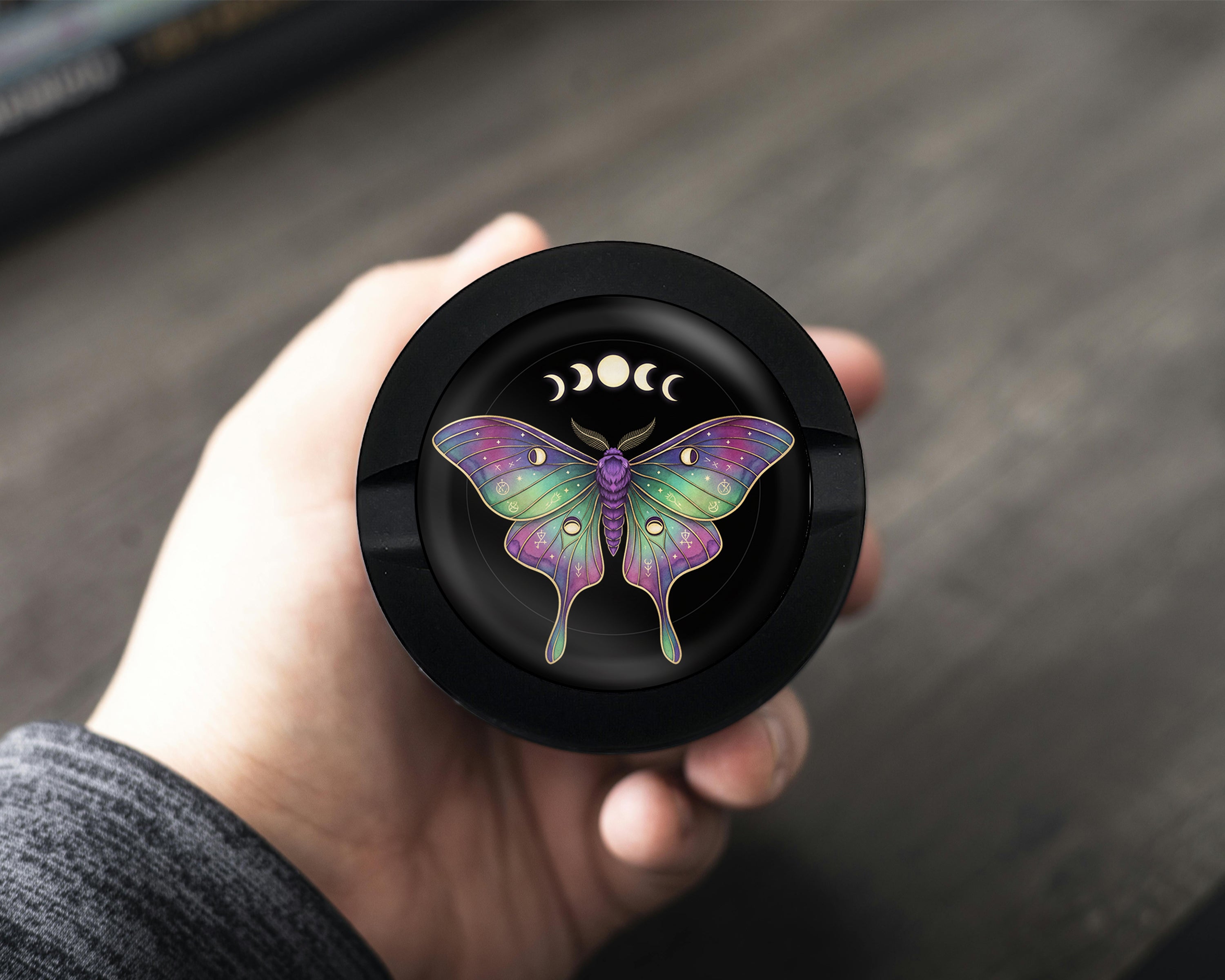 Lunar Phases Cosmic Moth Snus Storage Case Bottle Opener