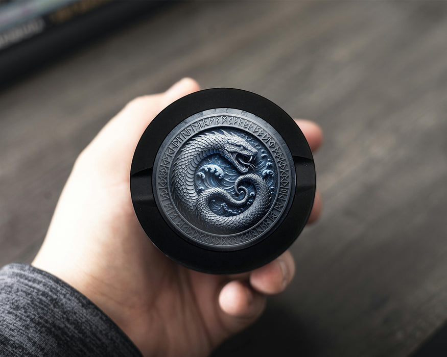 Snus Storage Case Oceanic Ouroboros Rune Circle Black