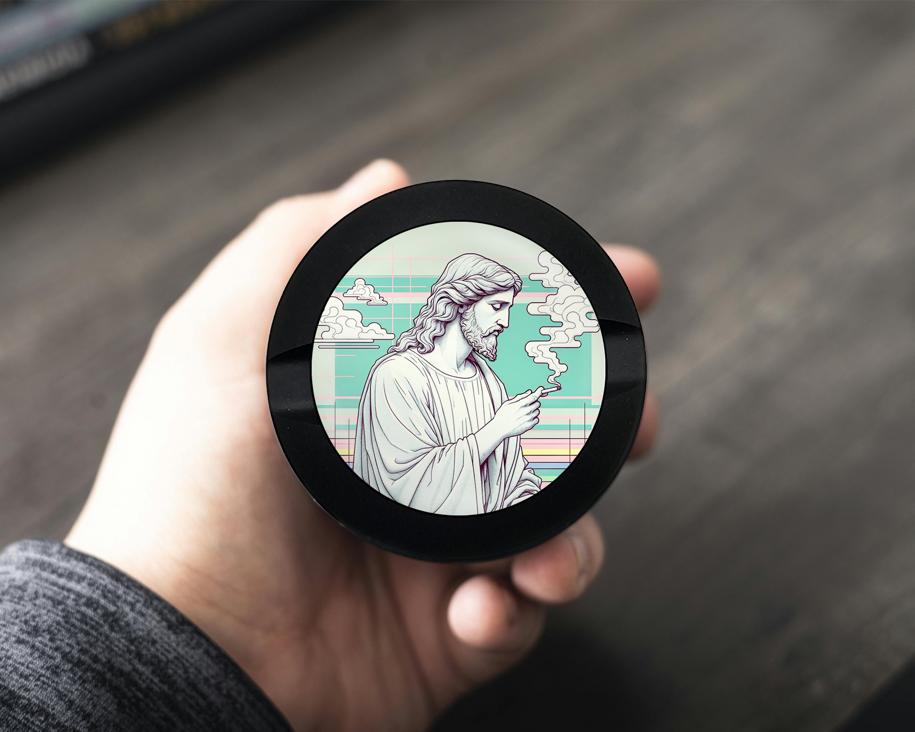 Jesus With Cig Vaporwave Snus Storage Case Bottle Opener