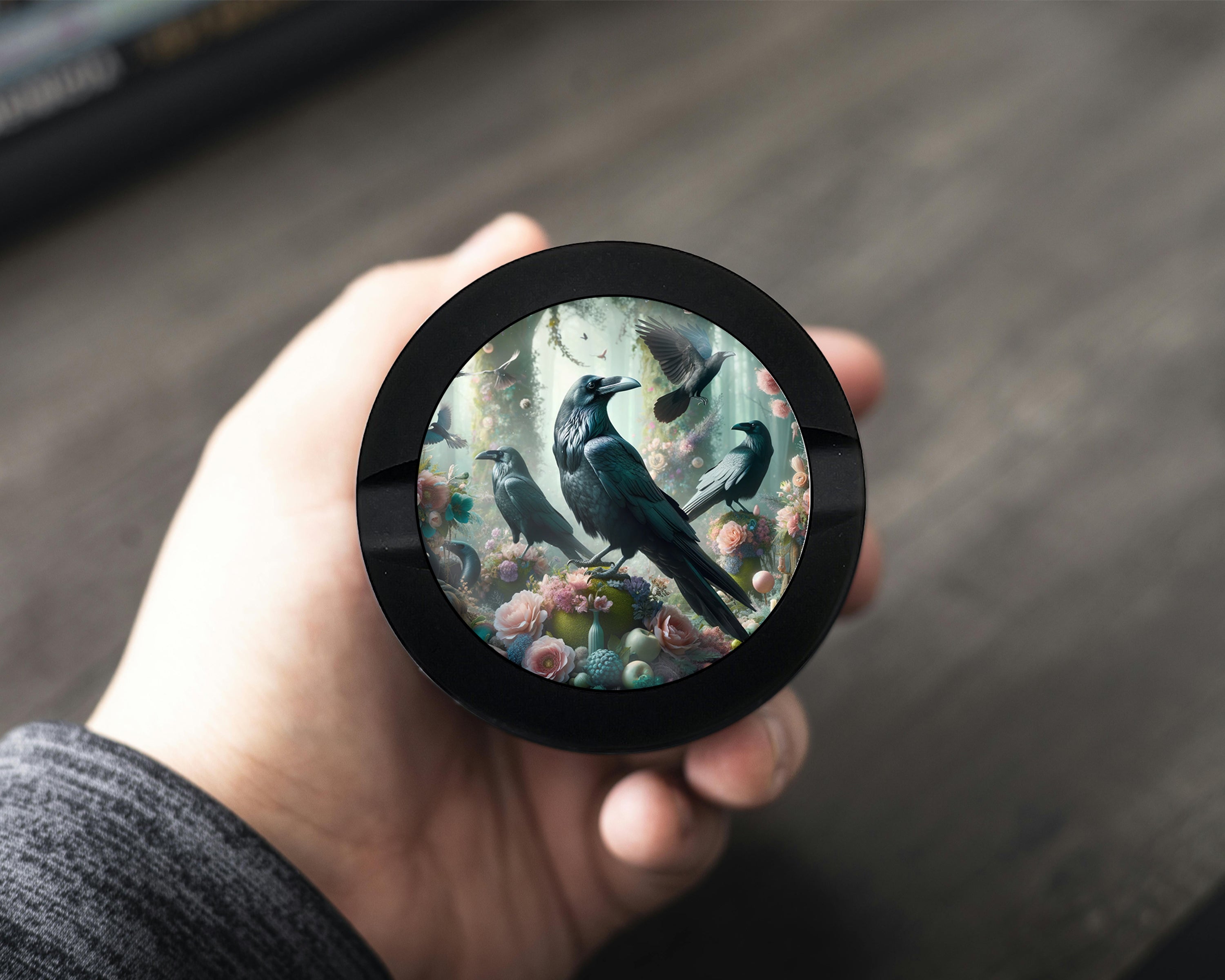 Psychedelic Ravens Goblincore Snus Storage Case Bottle Opener