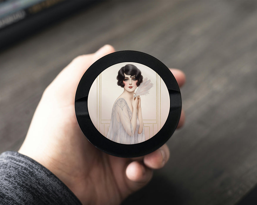 Snus Storage Case Elegant Deco Feather Muse Black