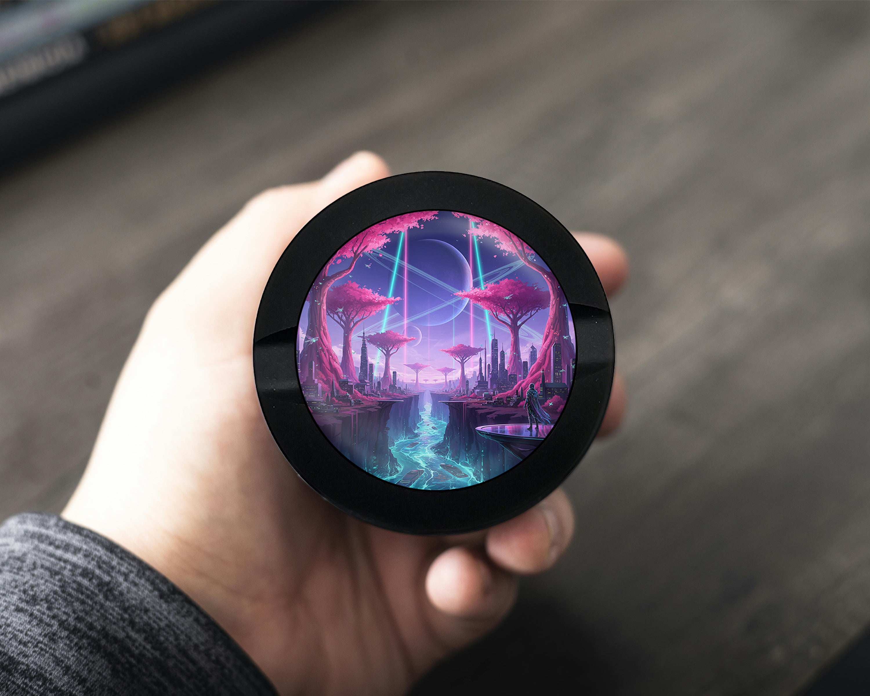 Cyberpunk Neon City Sci-Fi Skyline Art Snus Storage Case Bottle Opener