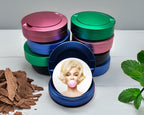Marilyn Monroe with Pink Bubble Gum Snus Storage Case Blue