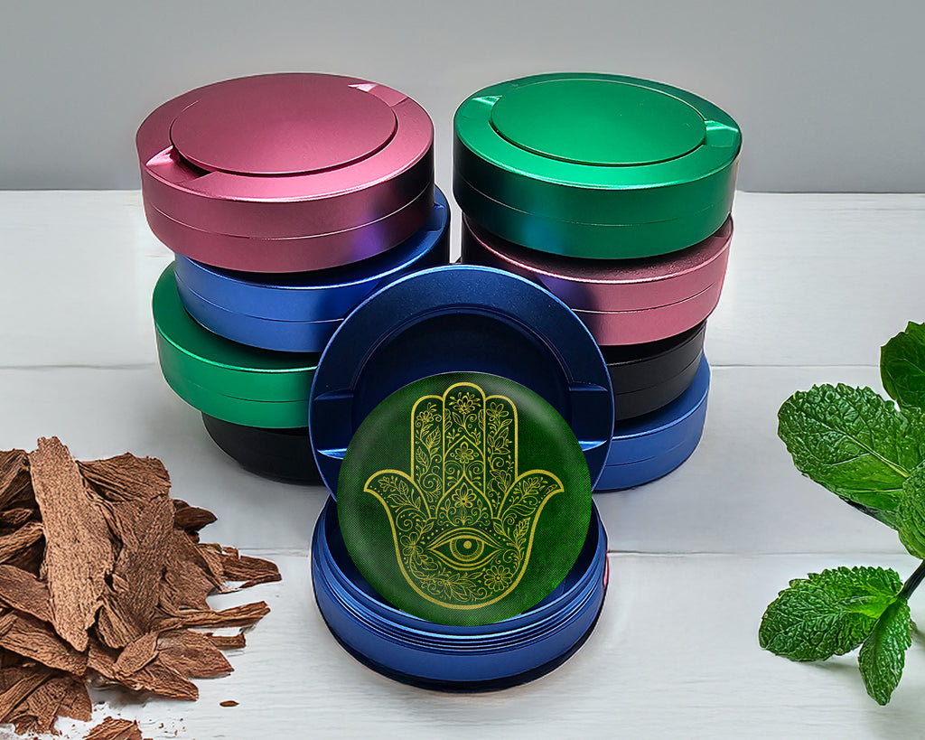Golden Hamsa Hand Snus Storage Case Blue