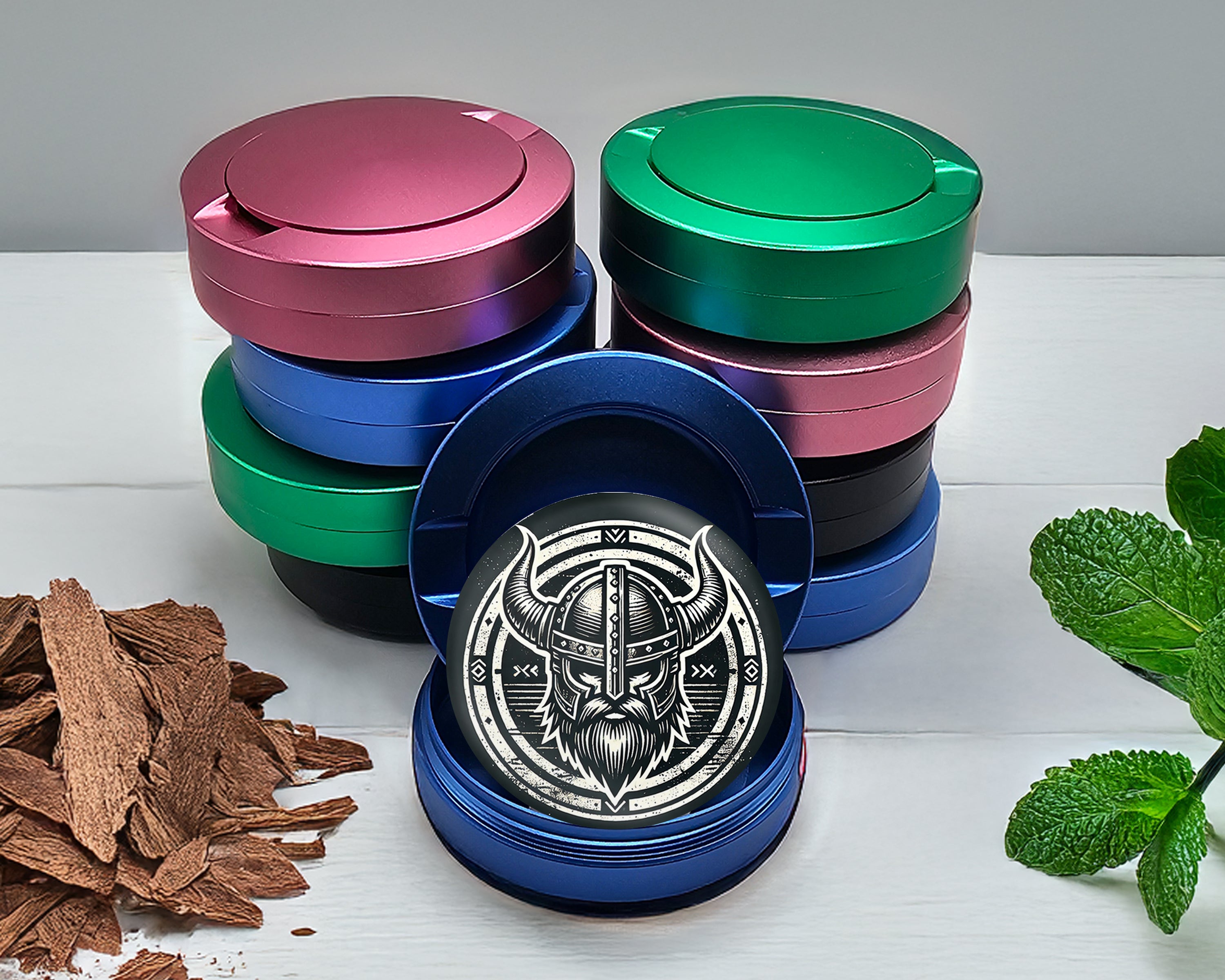 Viking Warrior Helmet Snus Storage Case Blue